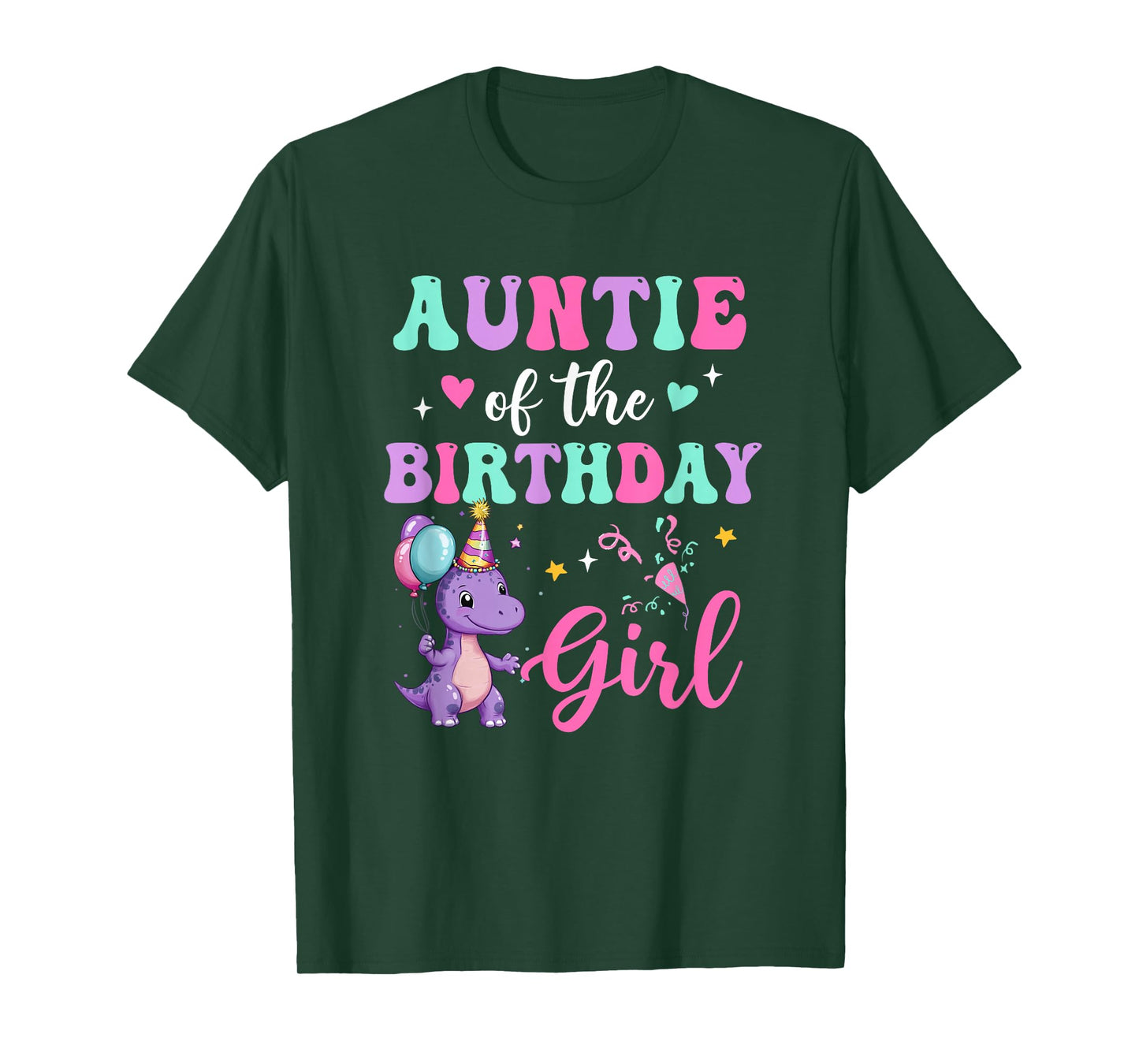 Auntie Of The Birthday For Girl Dinosaur T-Rex Party Family T-Shirt