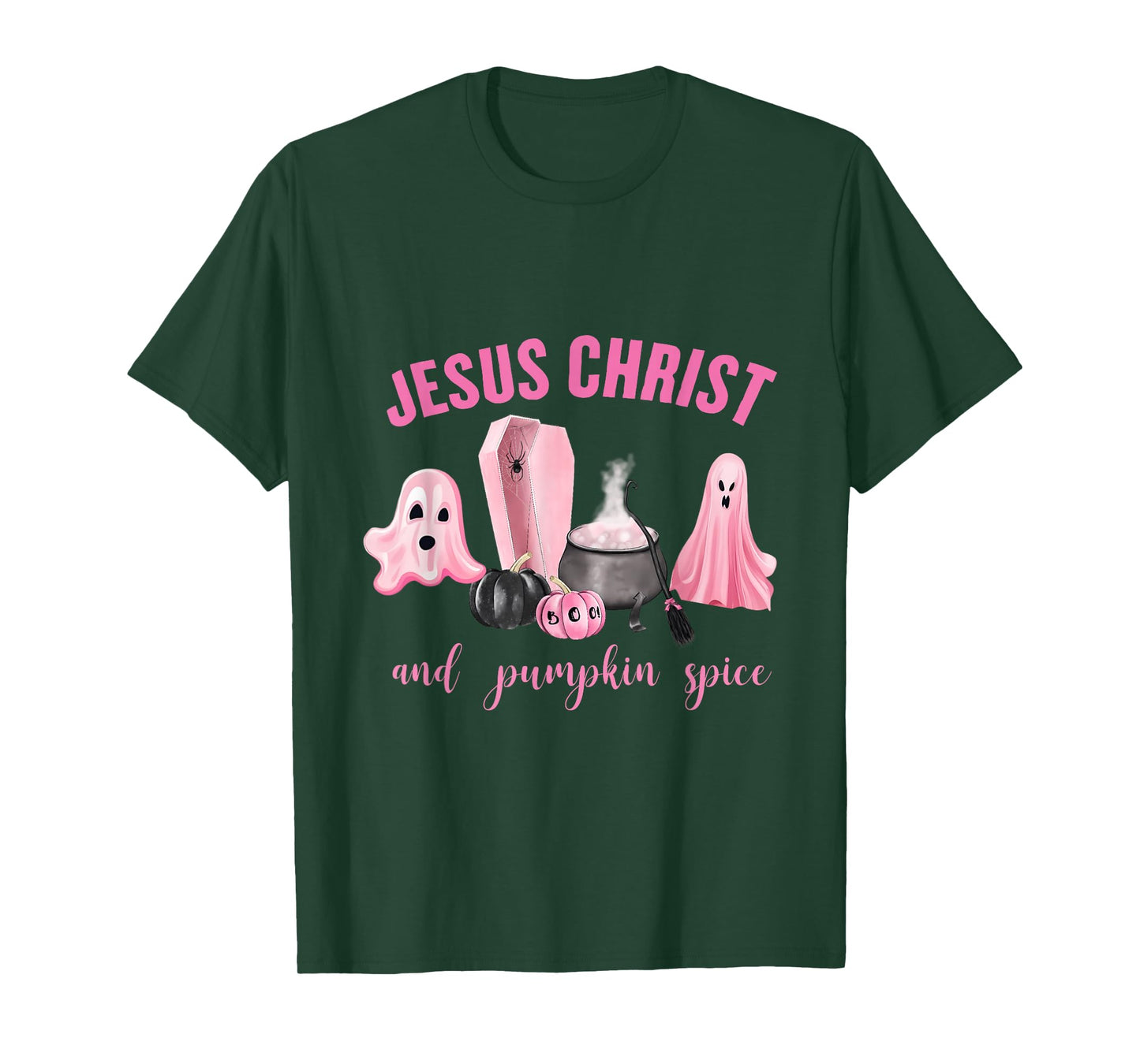 Jesus Christ & Pumpkin Spice Pink Fall Faith-Based Pumpkin T-Shirt