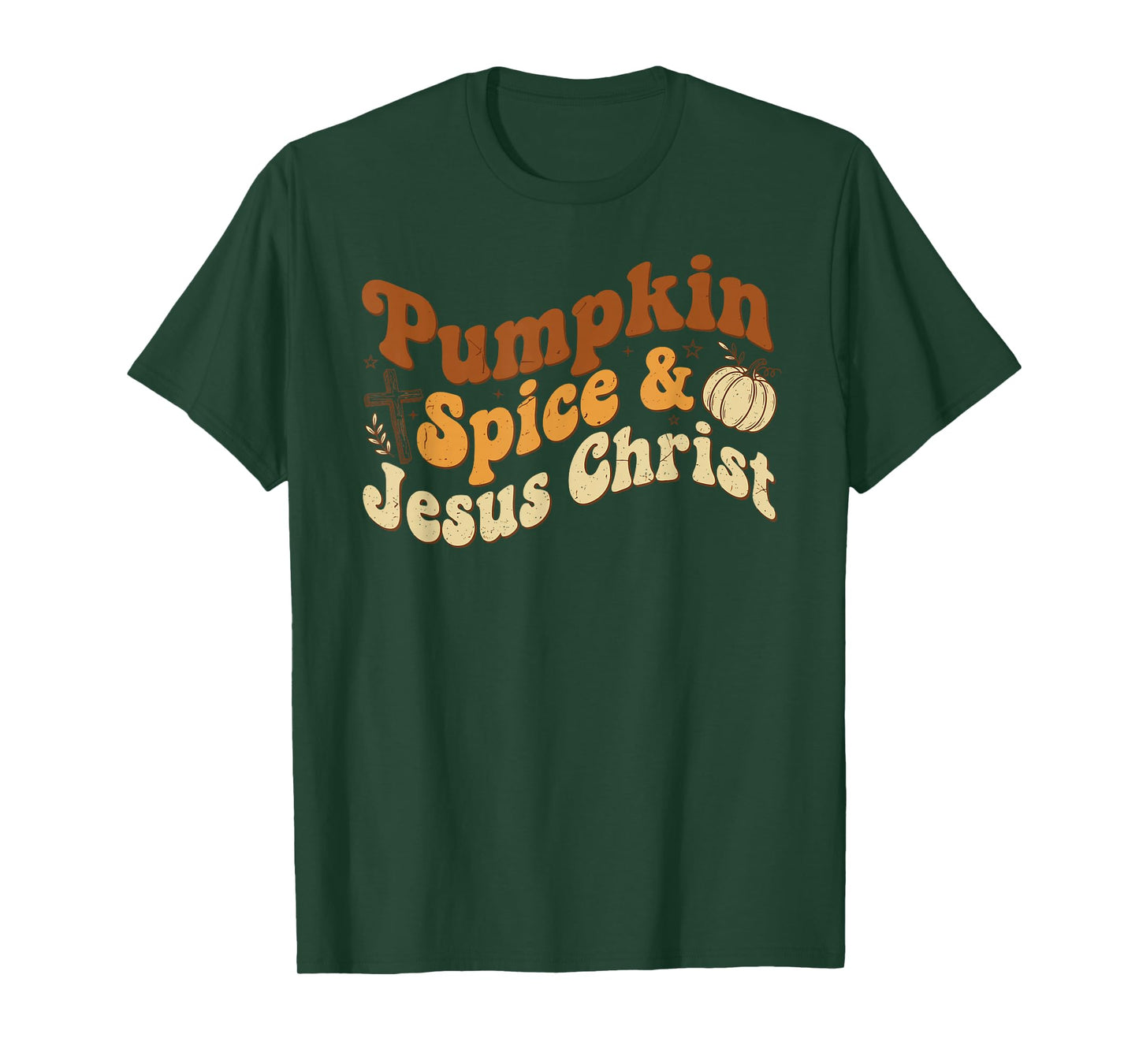 Pumpkin Spice and Jesus Christ Curved Rustic Autumn Faith T-Shirt