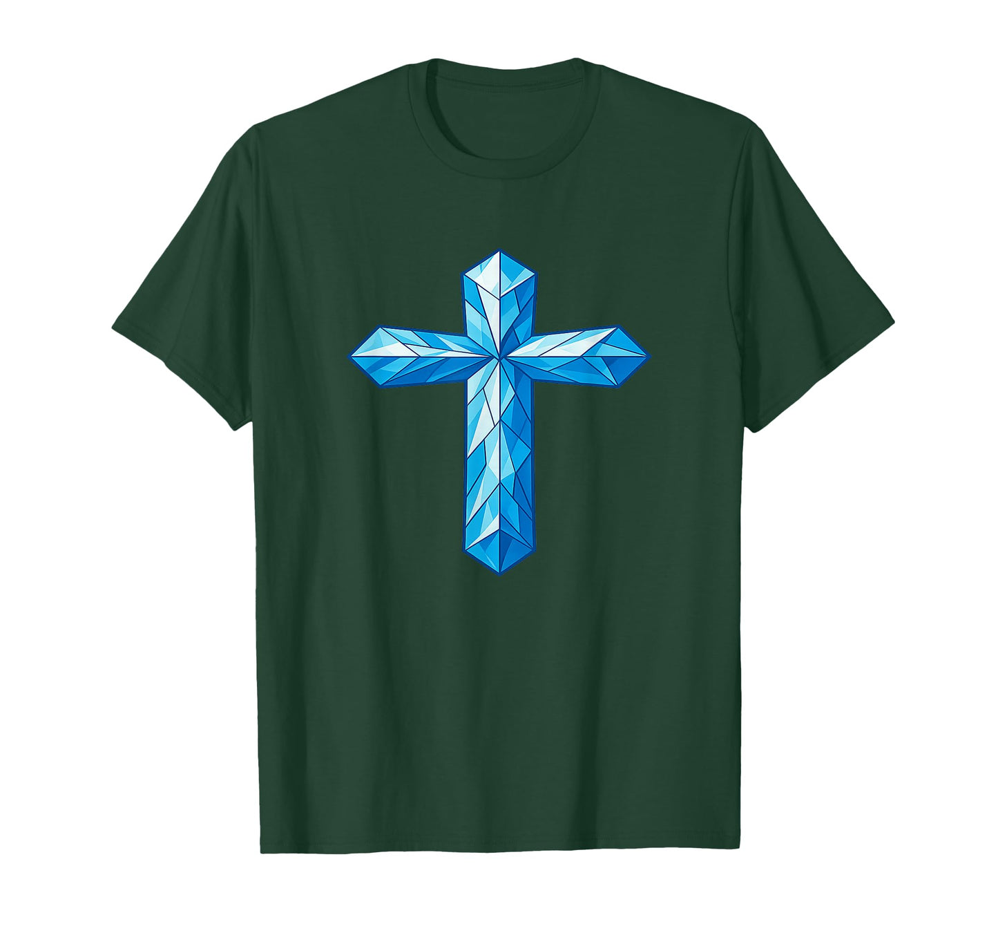 Blue Sacred Geometry Spiritual Cross Artwork T-Shirt
