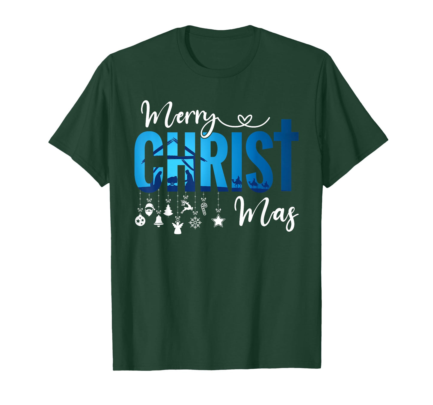 Merry Christ-Mas & Nativity Scene Christian Faith Holiday T-Shirt
