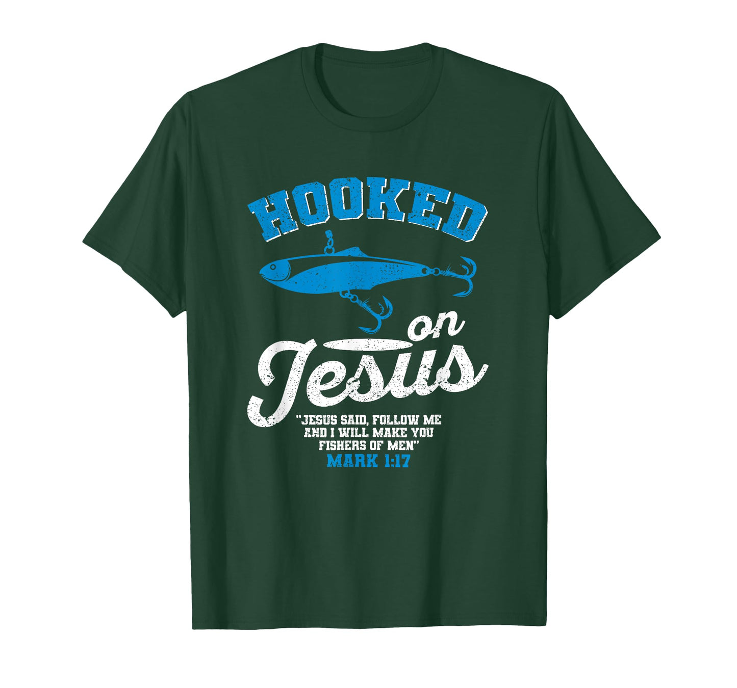 Hooked On Jesus Fishing Christian Religious God Fisherman T-Shirt