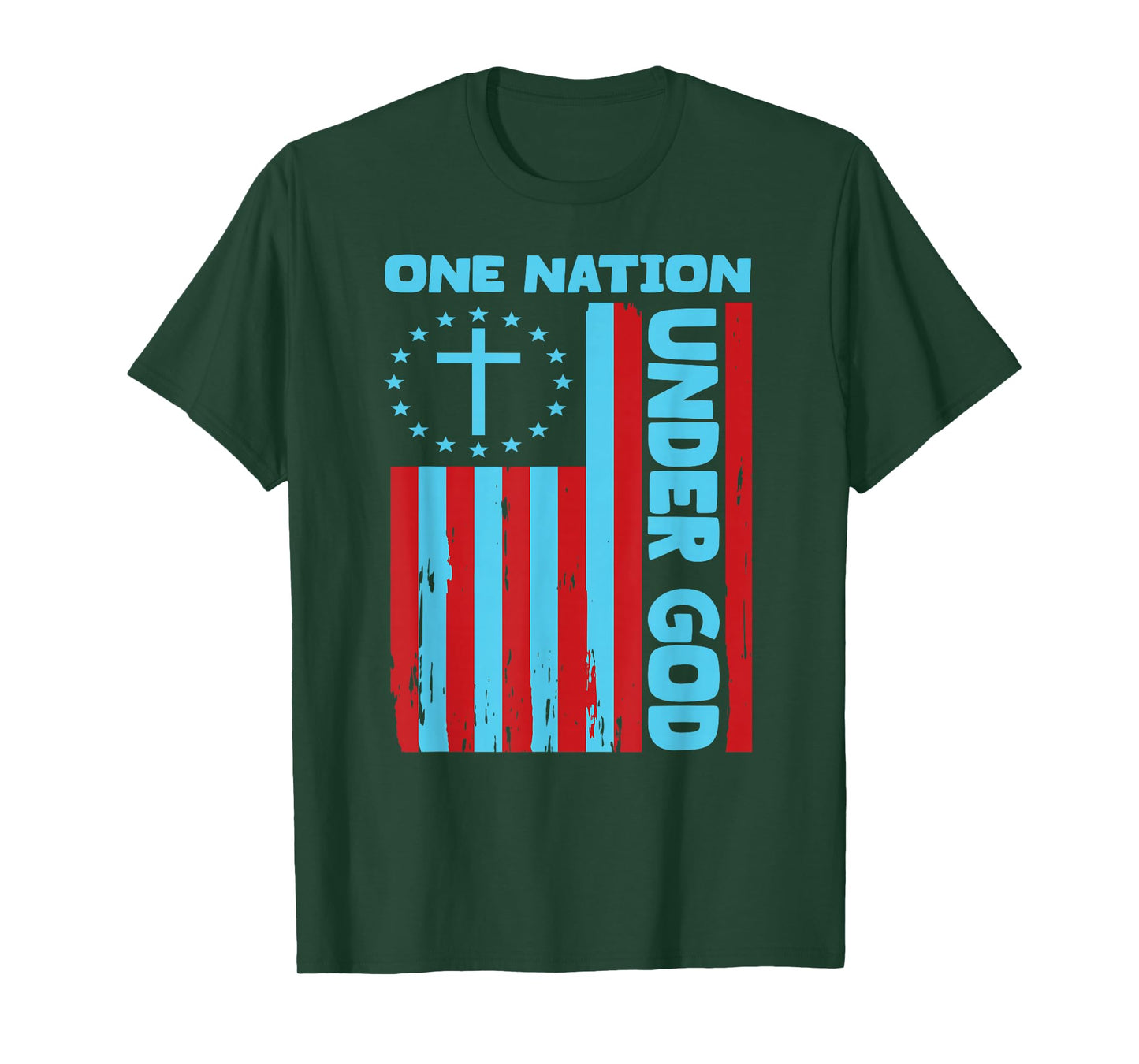 4th Of July Patriotic Christian Flag One Nation Under God T-Shirt