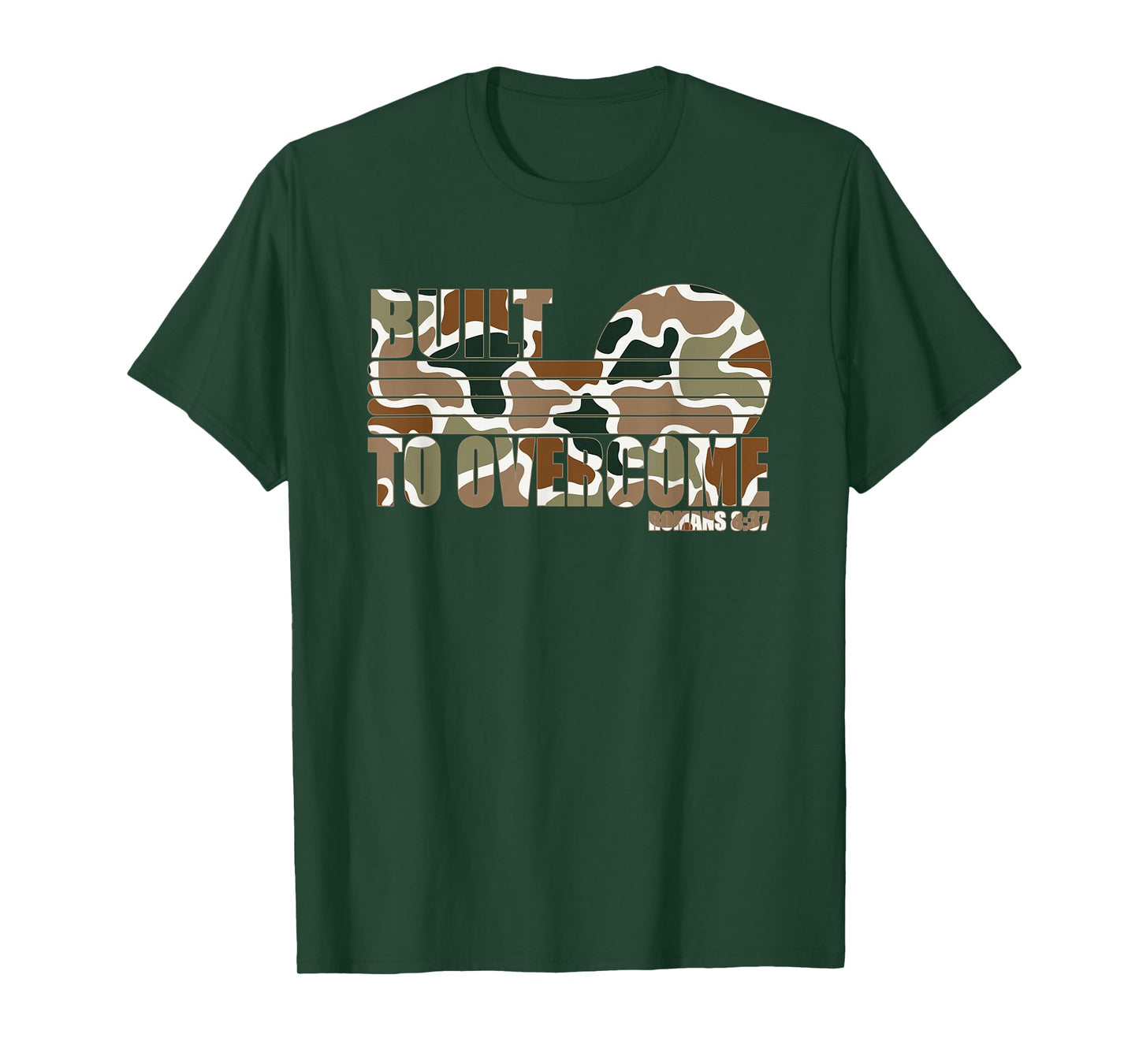 Built to Overcome Camo Faith Gym Workout Christian Scripture T-Shirt