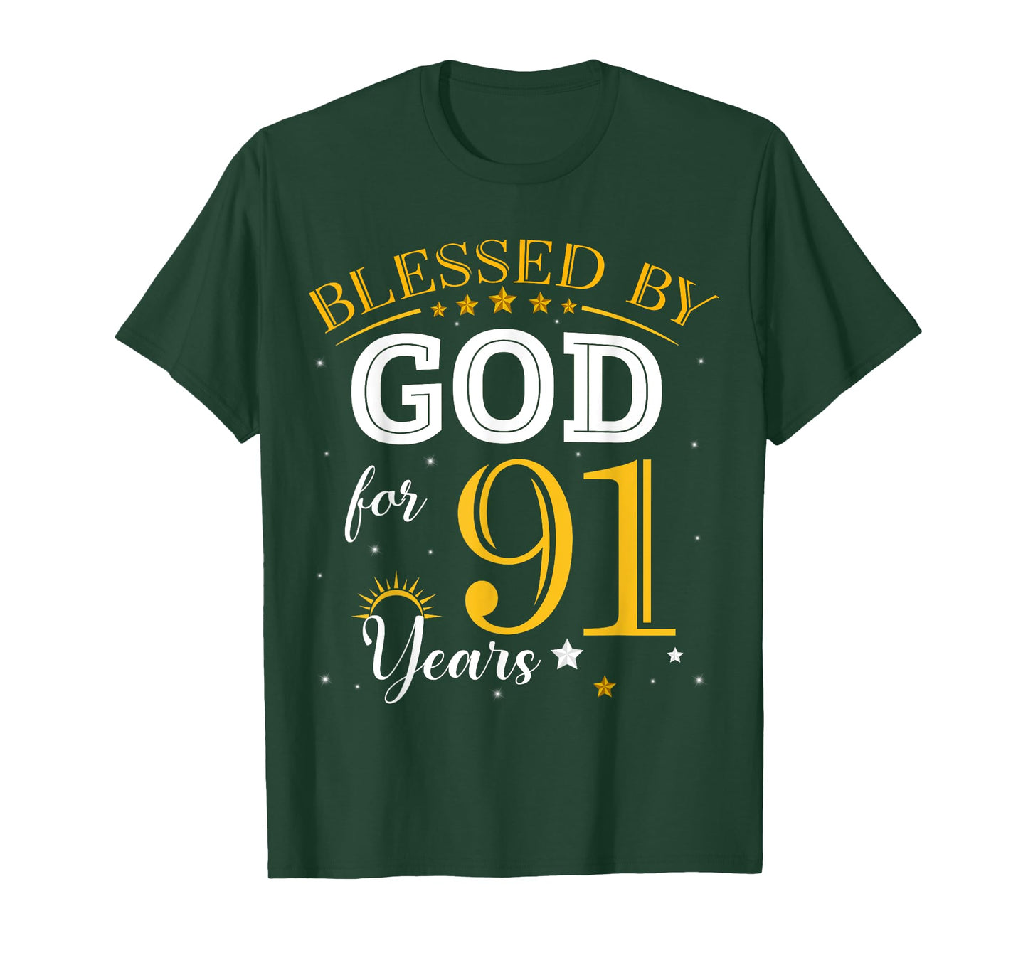 Vintage Blessed by God For 91 Years Old 91st Birthday Girl T-Shirt