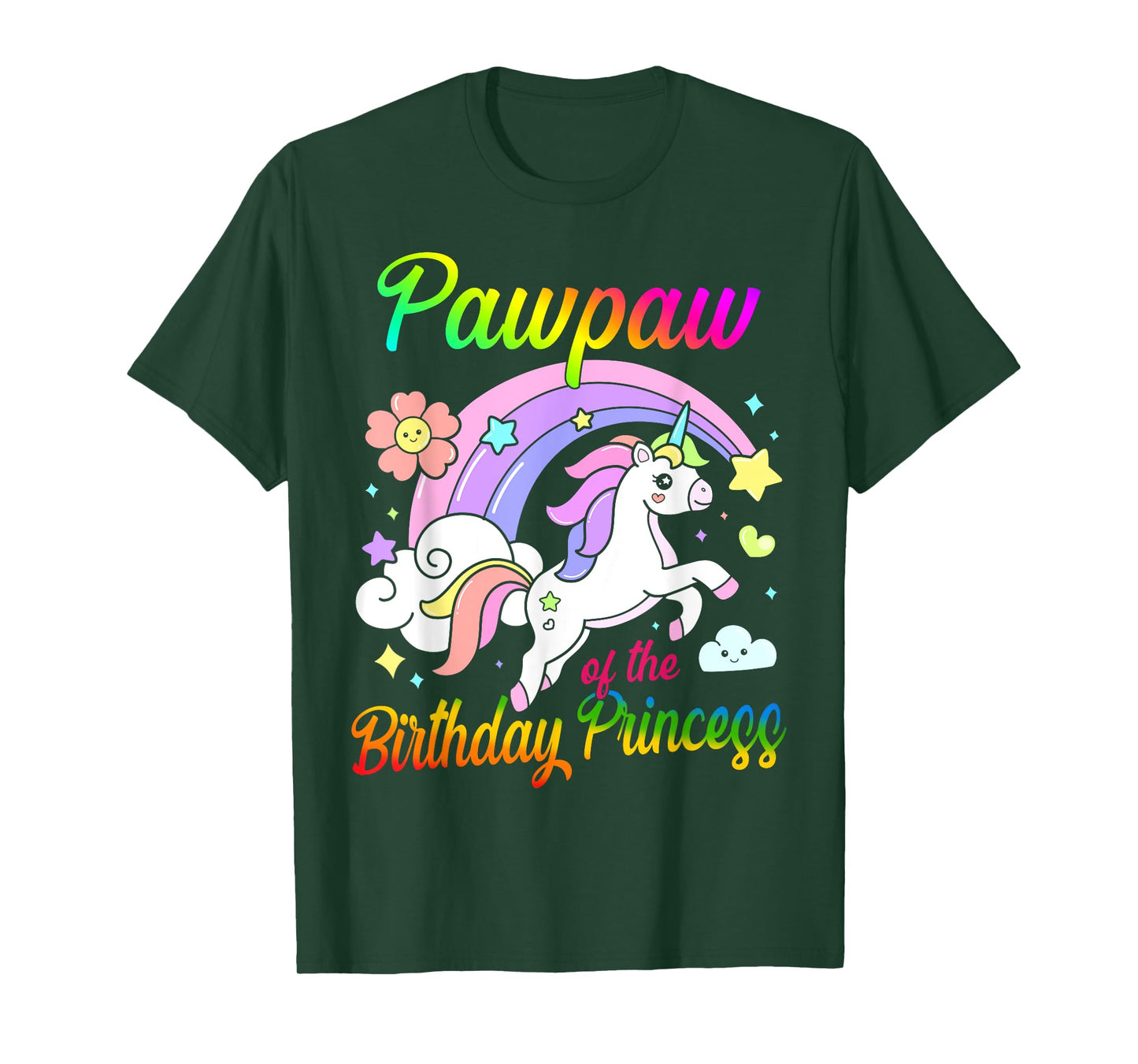 Pawpaw Of The Birthday Princess Unicorn Matching Family T-Shirt