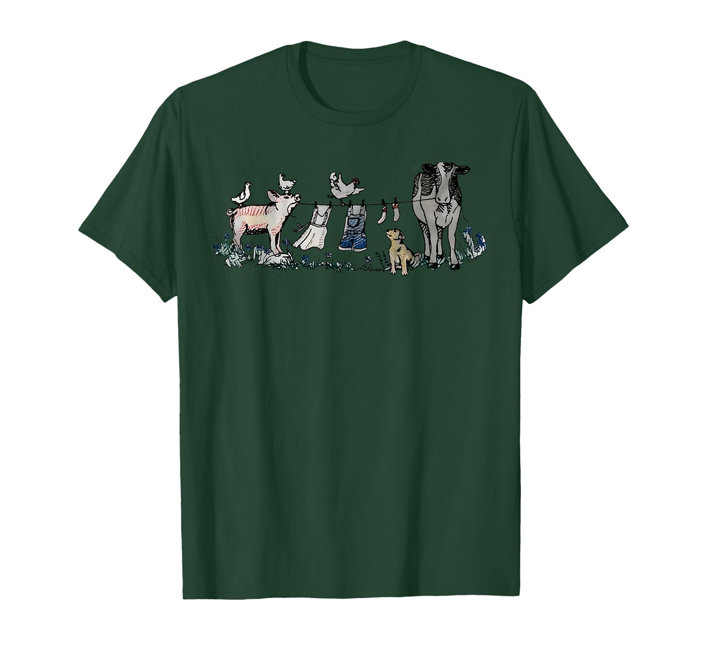 Retro Barnyard Animals Meme Farm Animals Hanging Clothesline T-Shirt