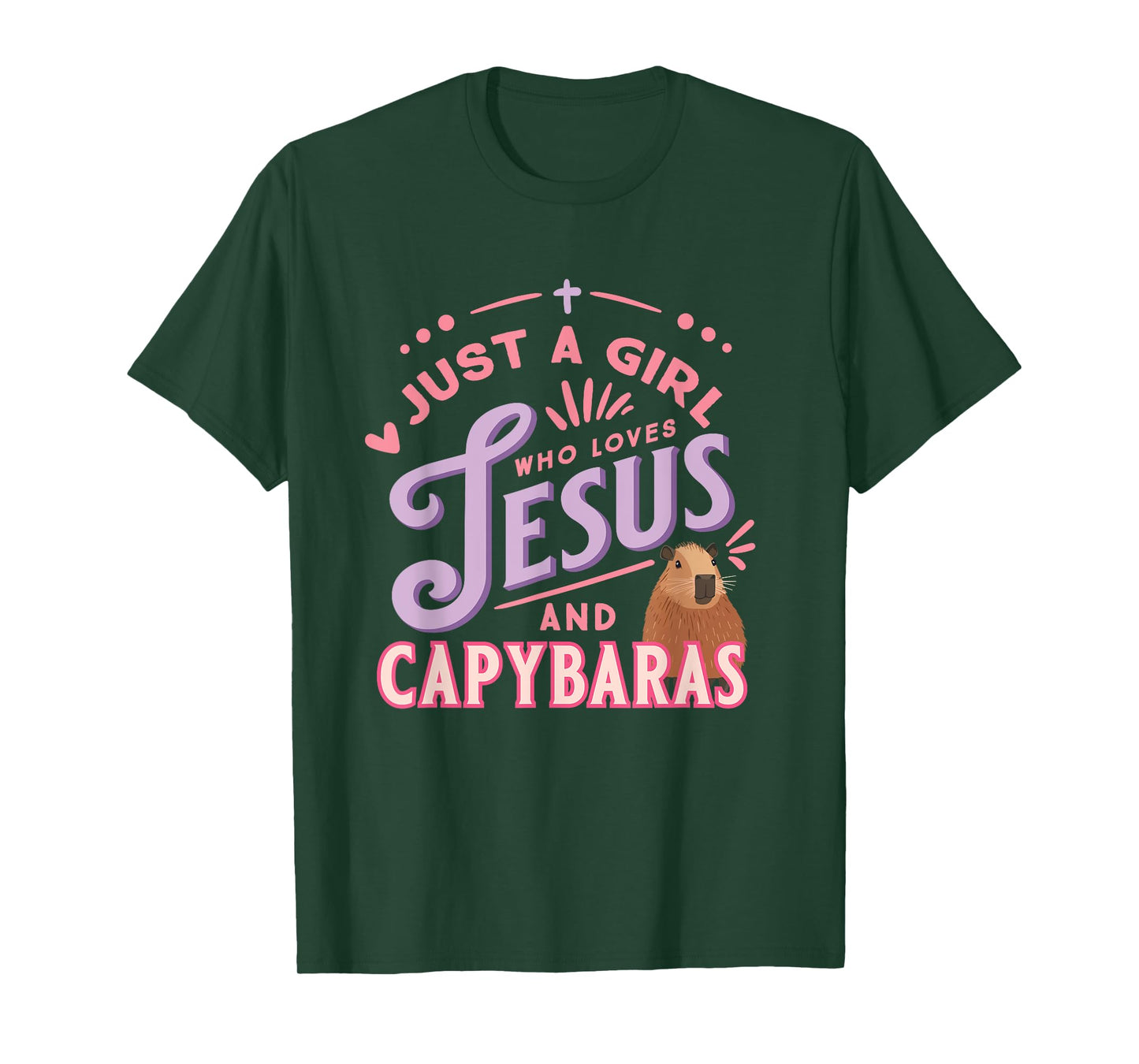 Just a Girl Who Loves Jesus and Capybaras Christian Design T-Shirt
