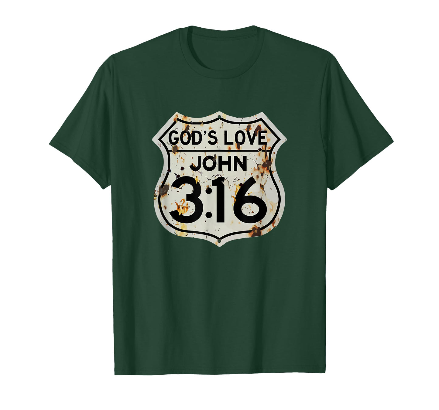 John 3:16 Vintage USA Highway Sign Bible Verse Inspired T-Shirt
