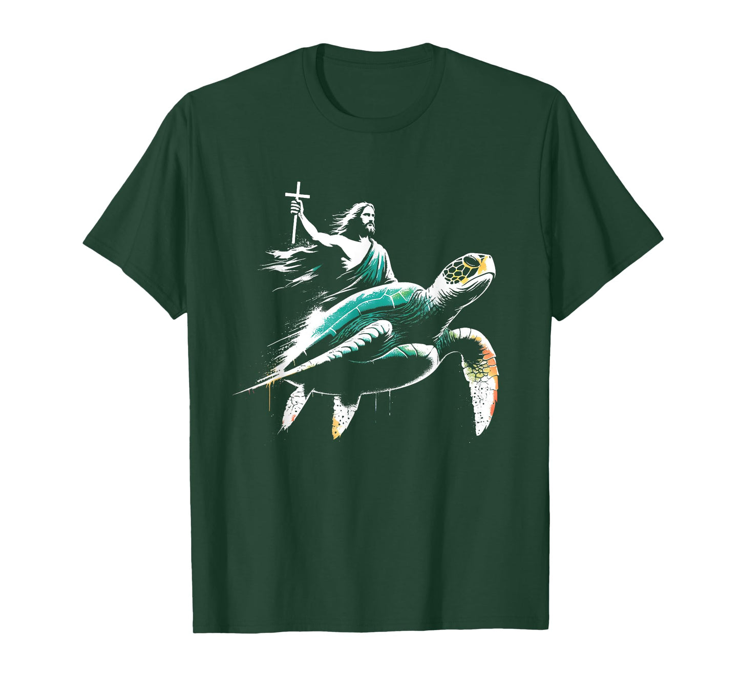 Jesus Riding Sea Turtle - Funny Christian Turtle Lover T-Shirt