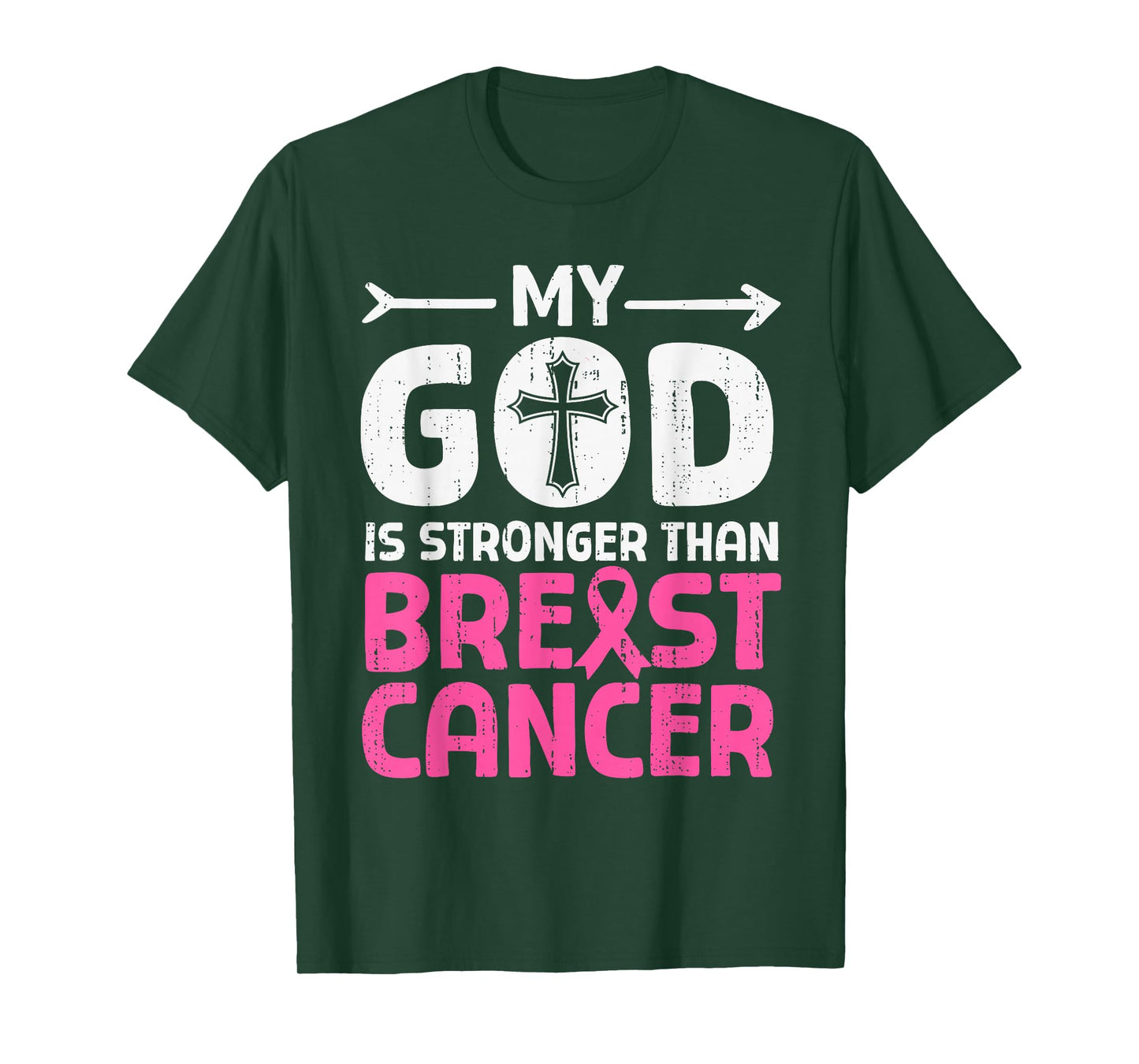 God Stronger Breast Cancer Awareness Christian Religious T-Shirt