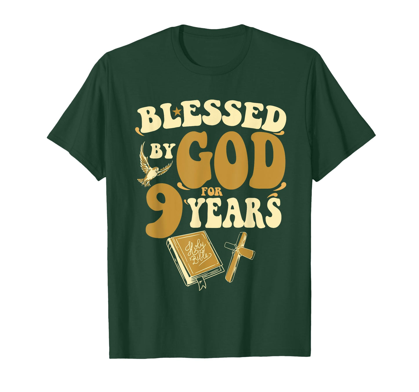 Blessed By God For 9 Years 9th Birthday Religious Theme T-Shirt