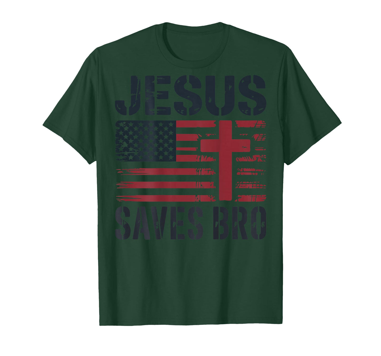 Jesus Save Bro American Flag Christian Patriotic Cross Faith T-Shirt
