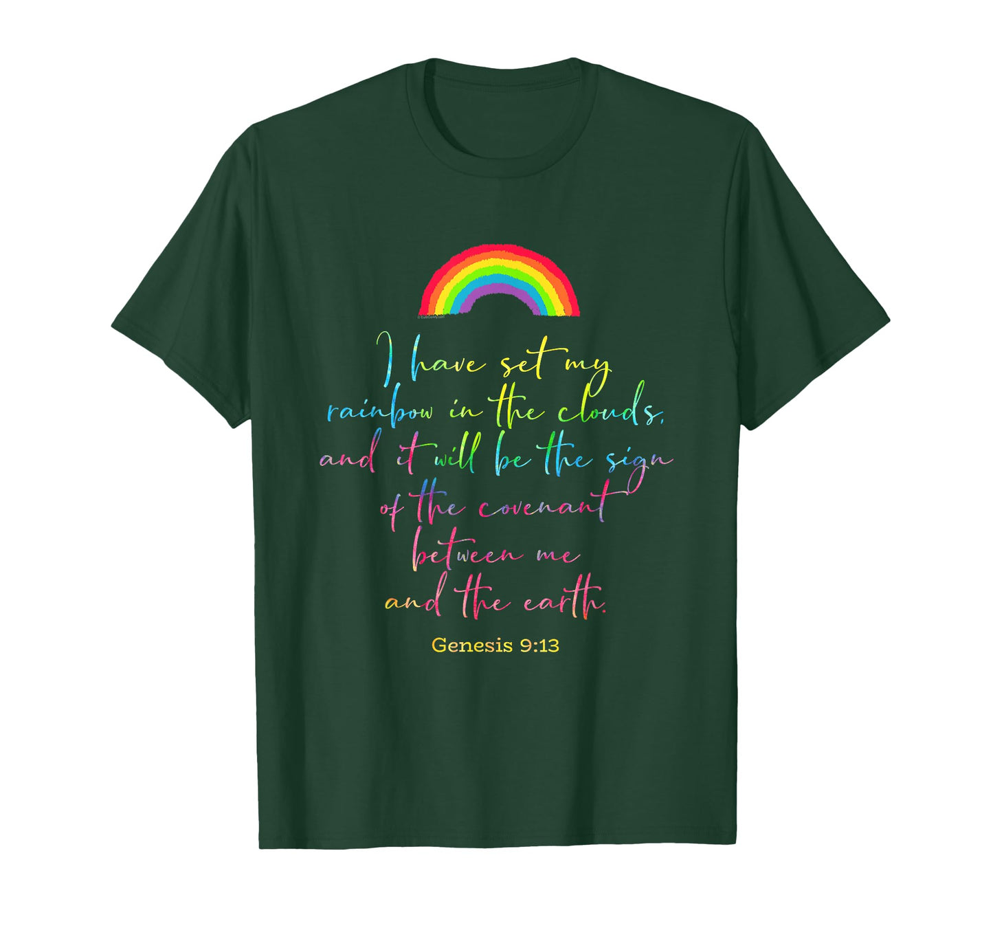 God's Rainbow Genesis 9 Christian Bible Verse Womens Gift T-Shirt