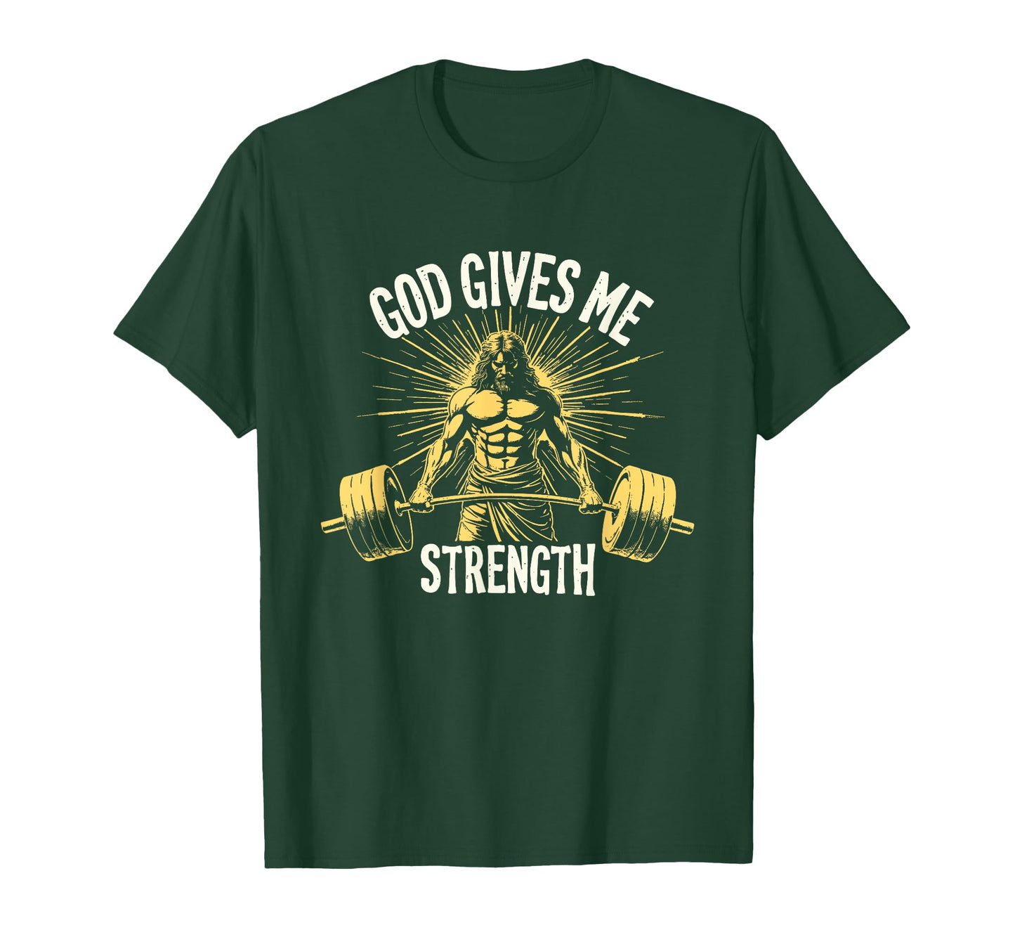 God Gives Me Strength Christian Jesus Workout Weightlifting T-Shirt