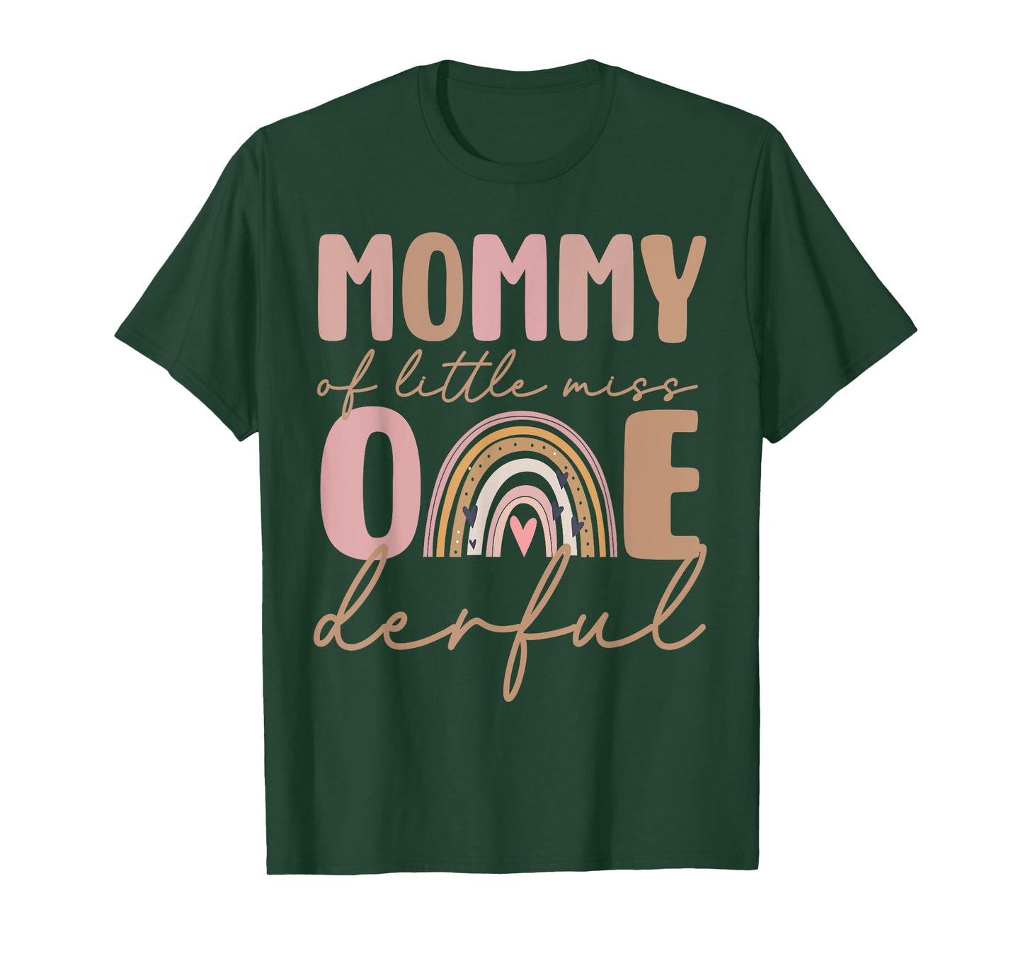 Mommy of Little Miss Onederful First Birthday Boho Rainbow T-Shirt