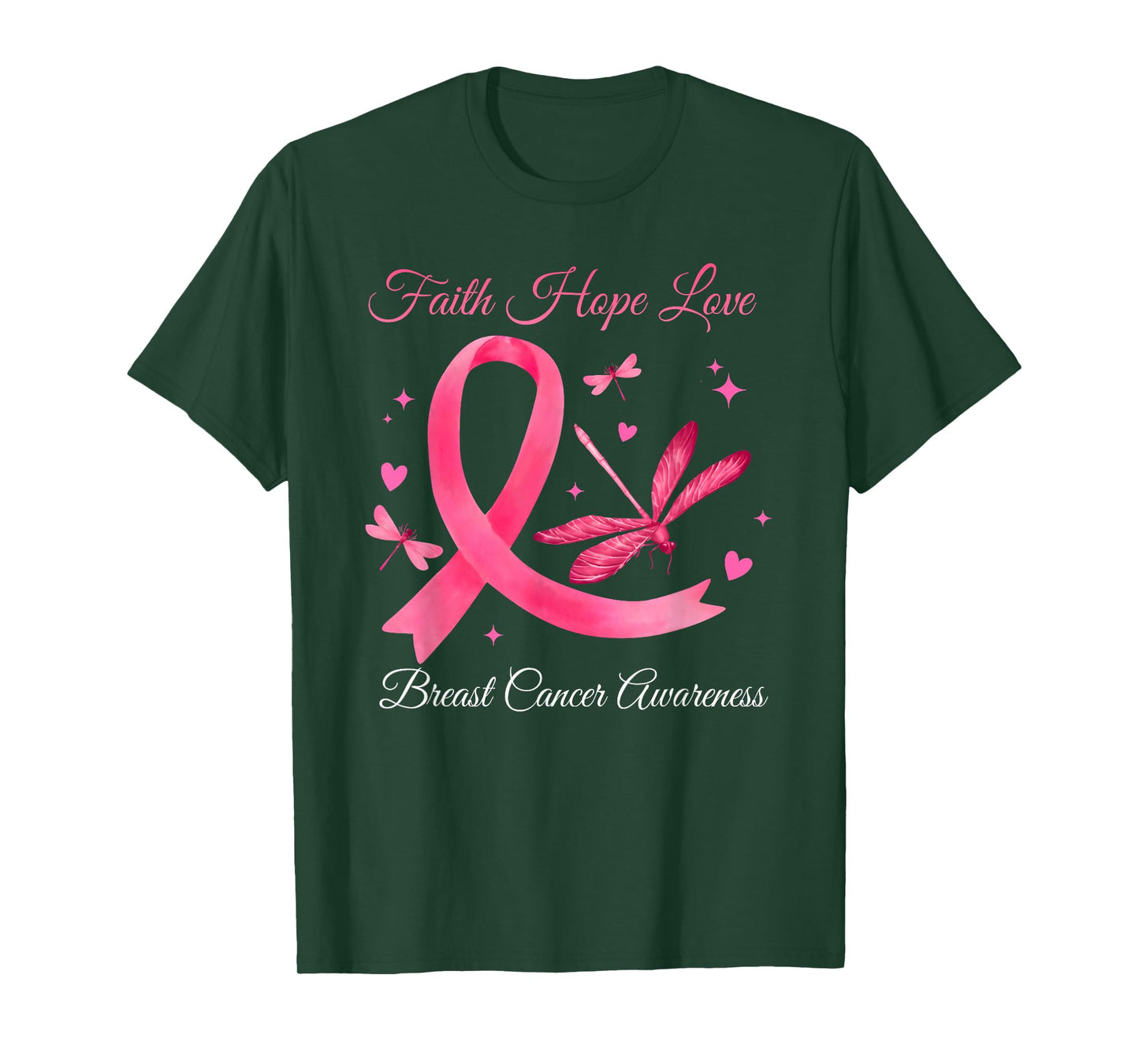 Faith Hope Love Flowers Breast Cancer Awareness Support T-Shirt