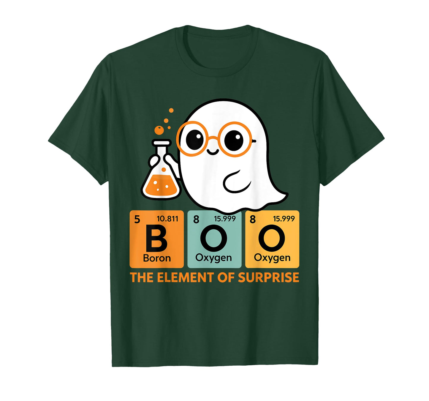 Cute Chemistry Boo The Element Of Surprise Chemist Halloween T-Shirt