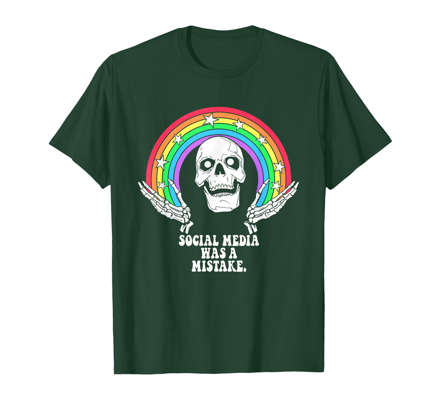 Social Media Was A Mistake Skeleton Design T-Shirt