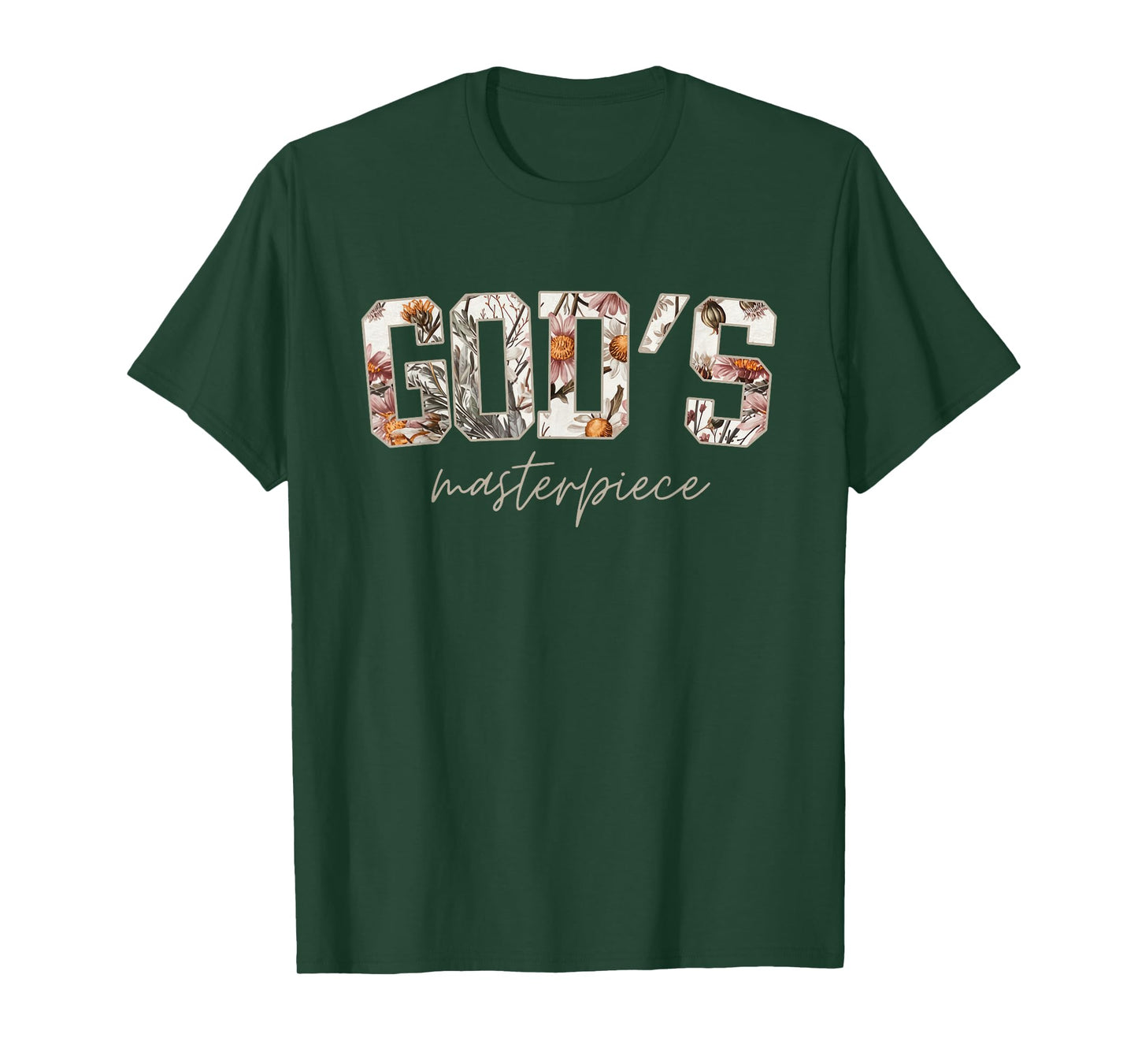 Faith Floral Varsity Boho Chamomile Text God's T-Shirt