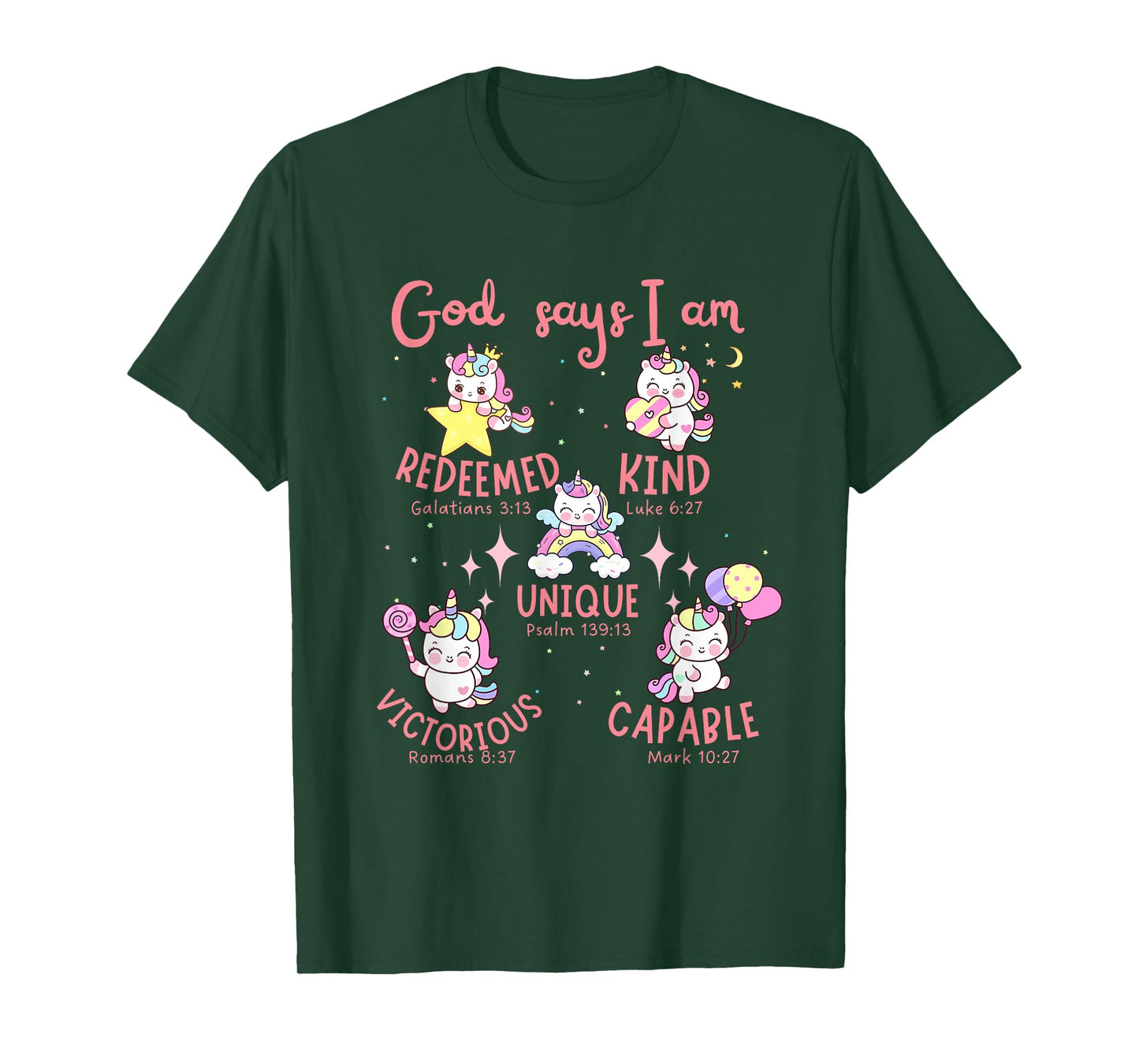 God says I am Unicorn Cute Christian Kids T-Shirt