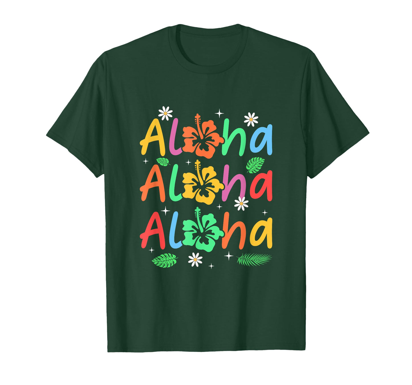 Cute Aloha Hawaiian Summer Vacation Hibiscus Women Kids Girl T-Shirt