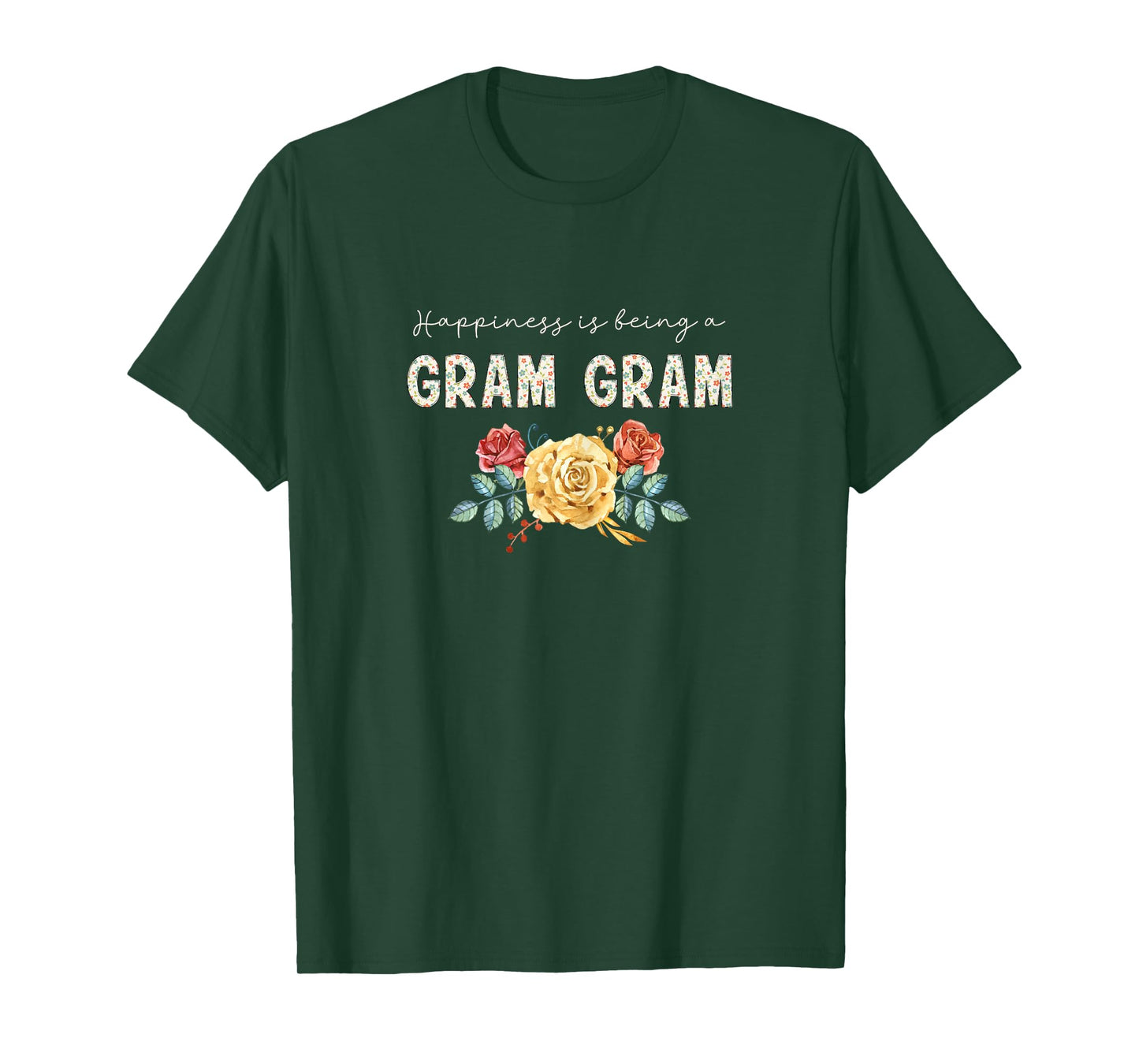 Happiness Is Being Gram-Gram Floral Flower Grandma GramGram T-Shirt