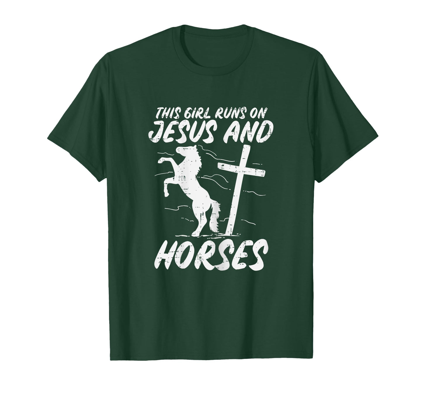 Girl Runs On Jesus And Horses God Christian Girls Women T-Shirt