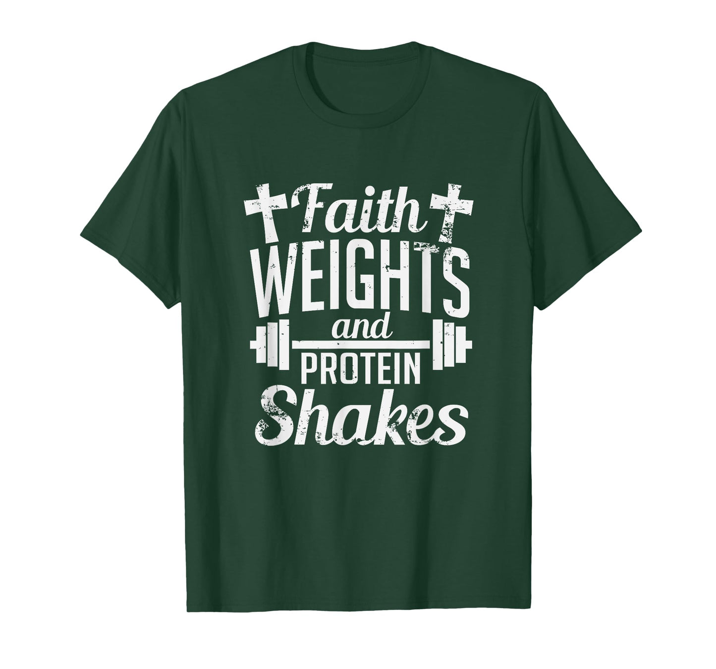 Faith Weights And Protein Shakes Funny Religious Gym T-Shirt T-Shirt