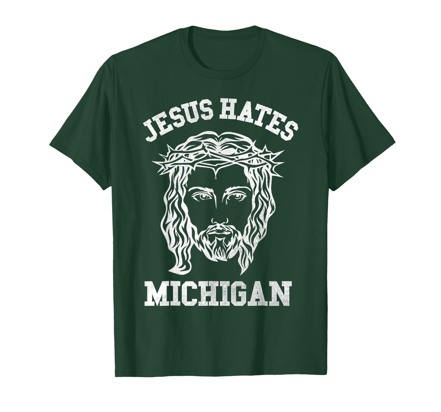 Vintage Michigan Jesus Hate Face Of Jesus With Crown T-Shirt