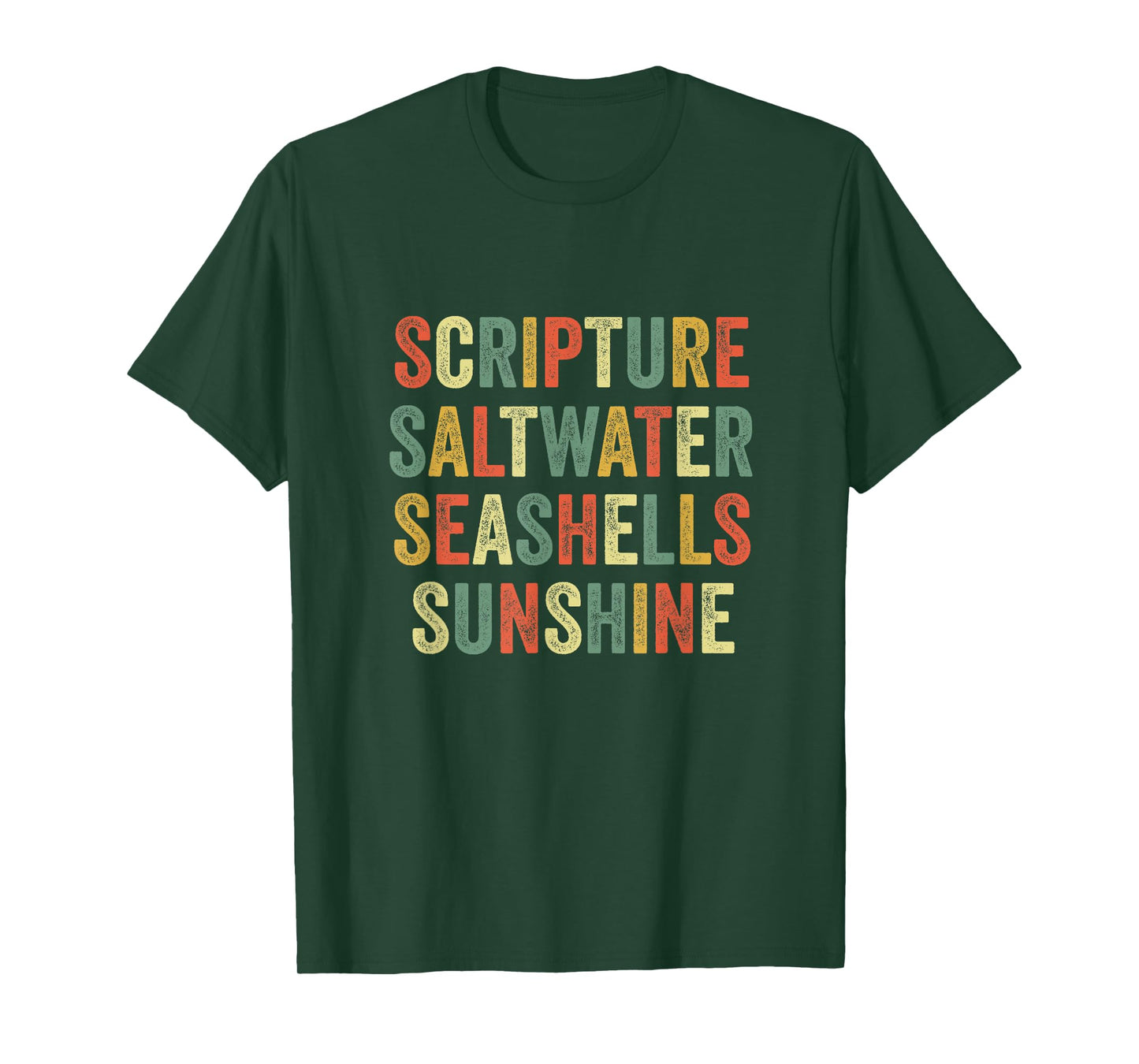 Scripture Saltwater Seashells Sunshine Christian Trip Faith T-Shirt
