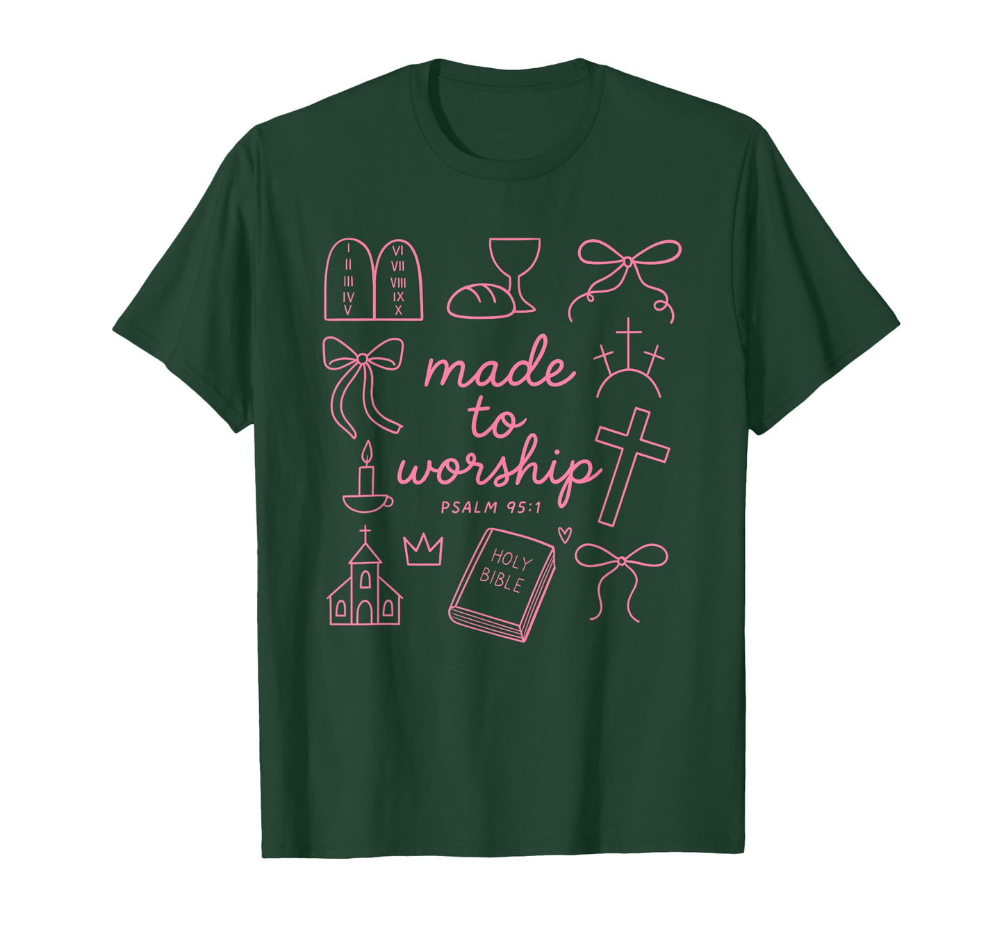 Made to Worship Psalm 95:1 Cute Christian Symbols Coquette T-Shirt