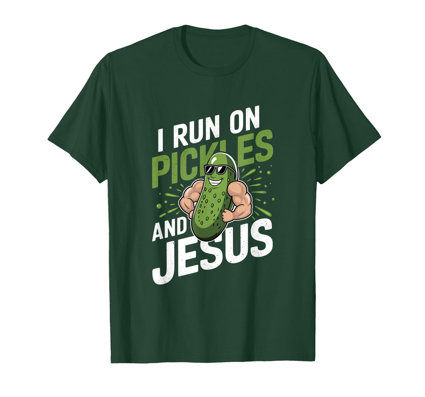 Funny Pickle Cucumber I Run on Pickles and Jesus T-Shirt
