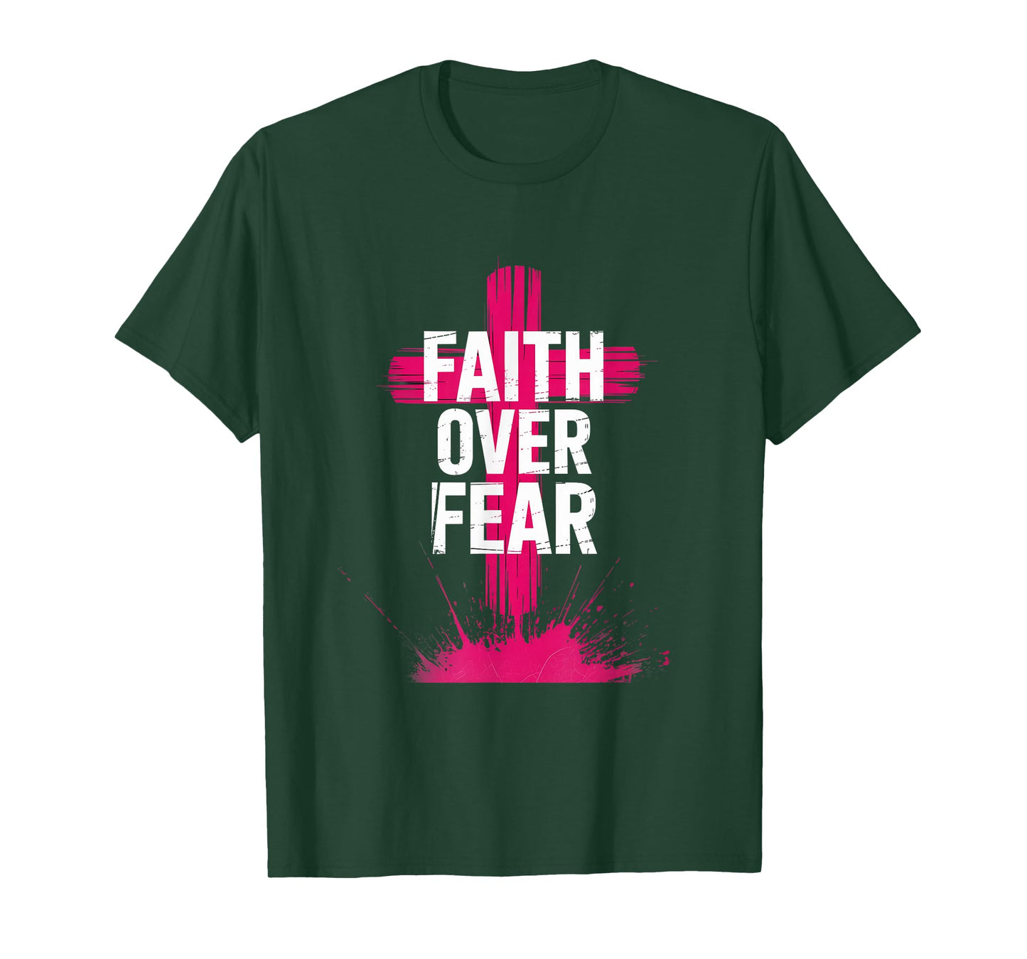 Faith Over Fear Pink Cross Christian Streetwear T-Shirt