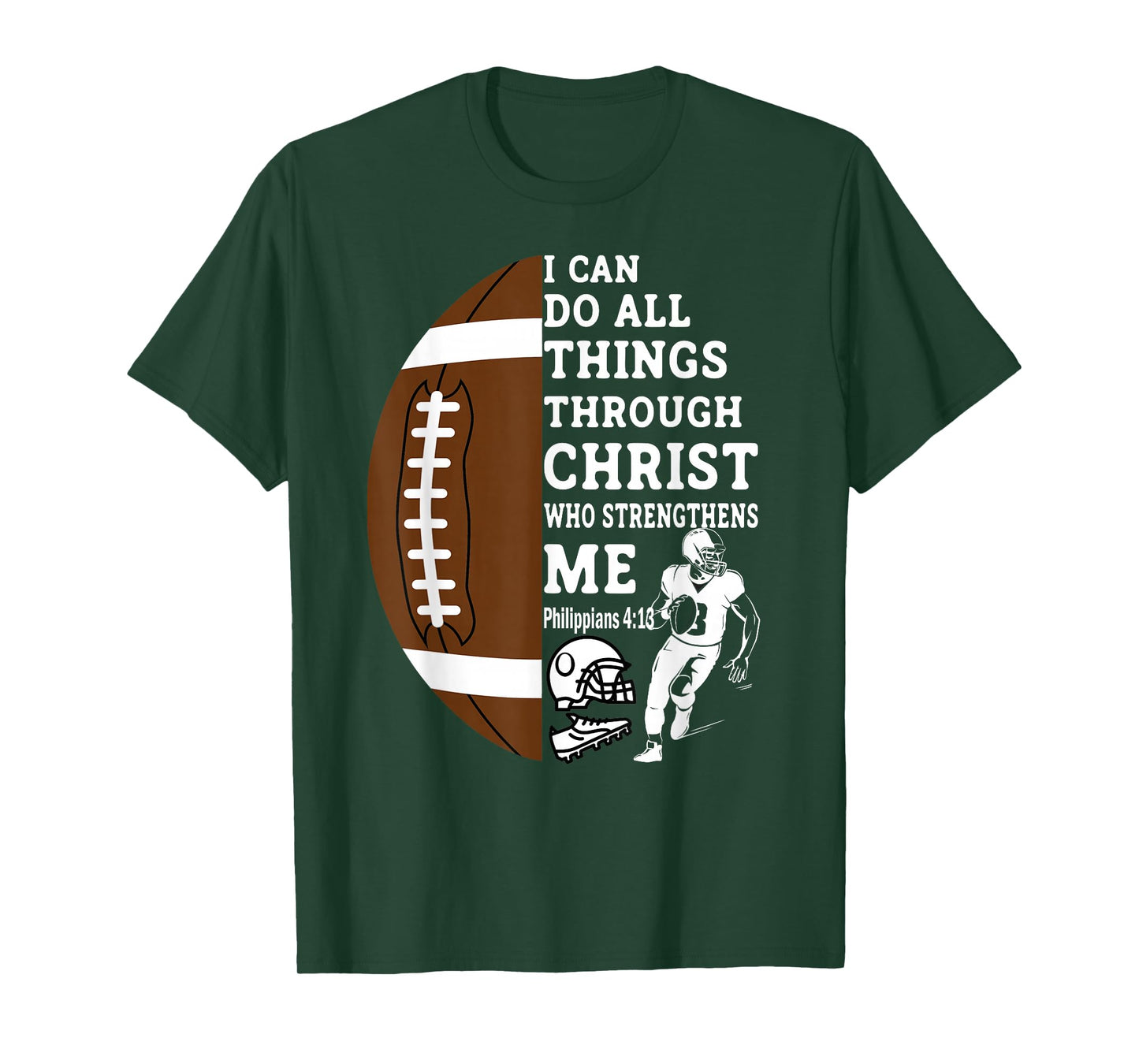 Motivational Bible Verse Christian Gifts Football T-Shirt