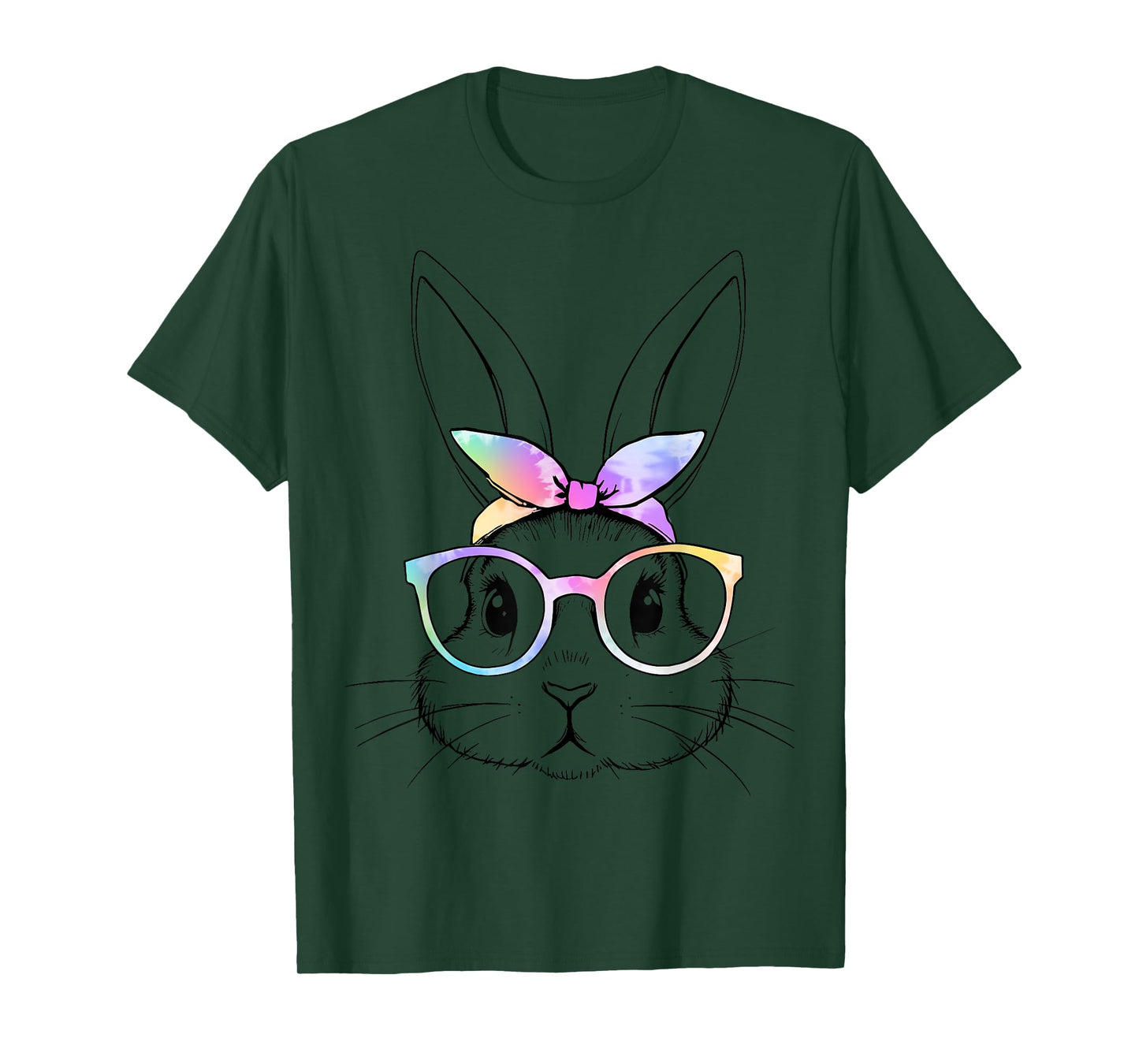 Cute bunny rabbit tie dye glasses bandana easter girls women T-Shirt