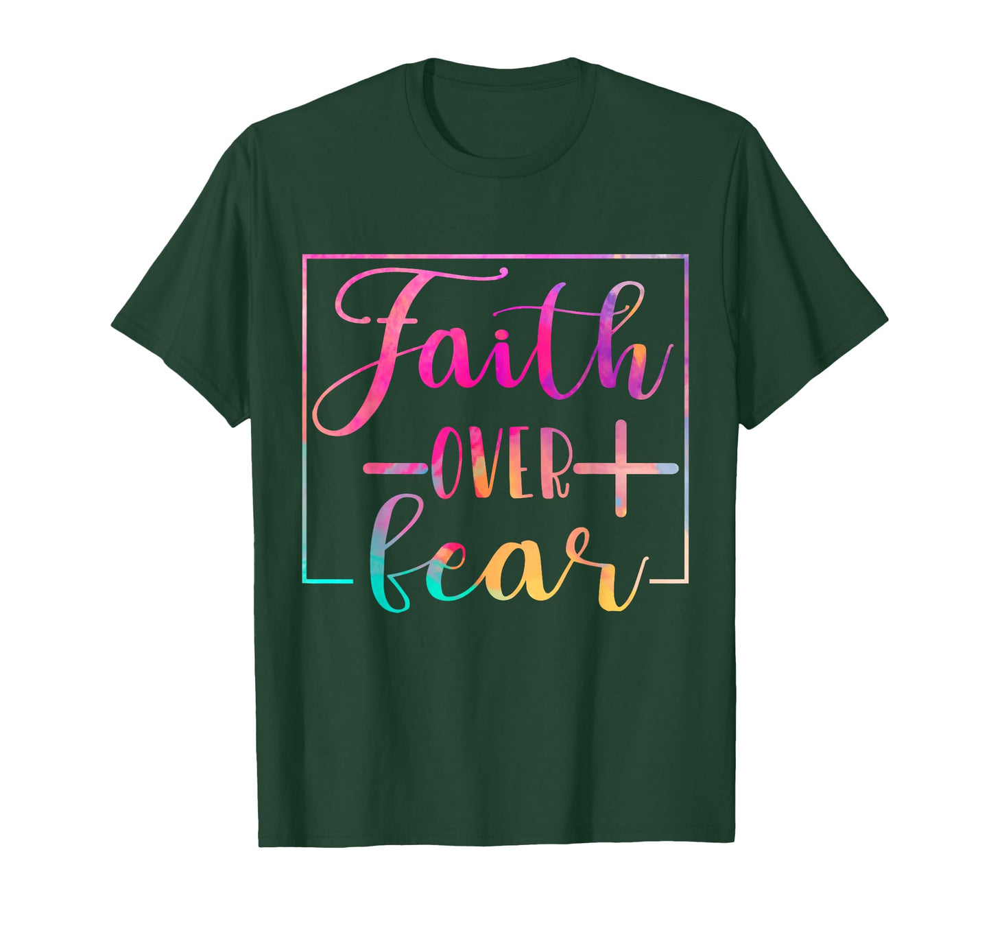 Religious Jesus Christian Faith Believe Over Fear Water Colo T-Shirt