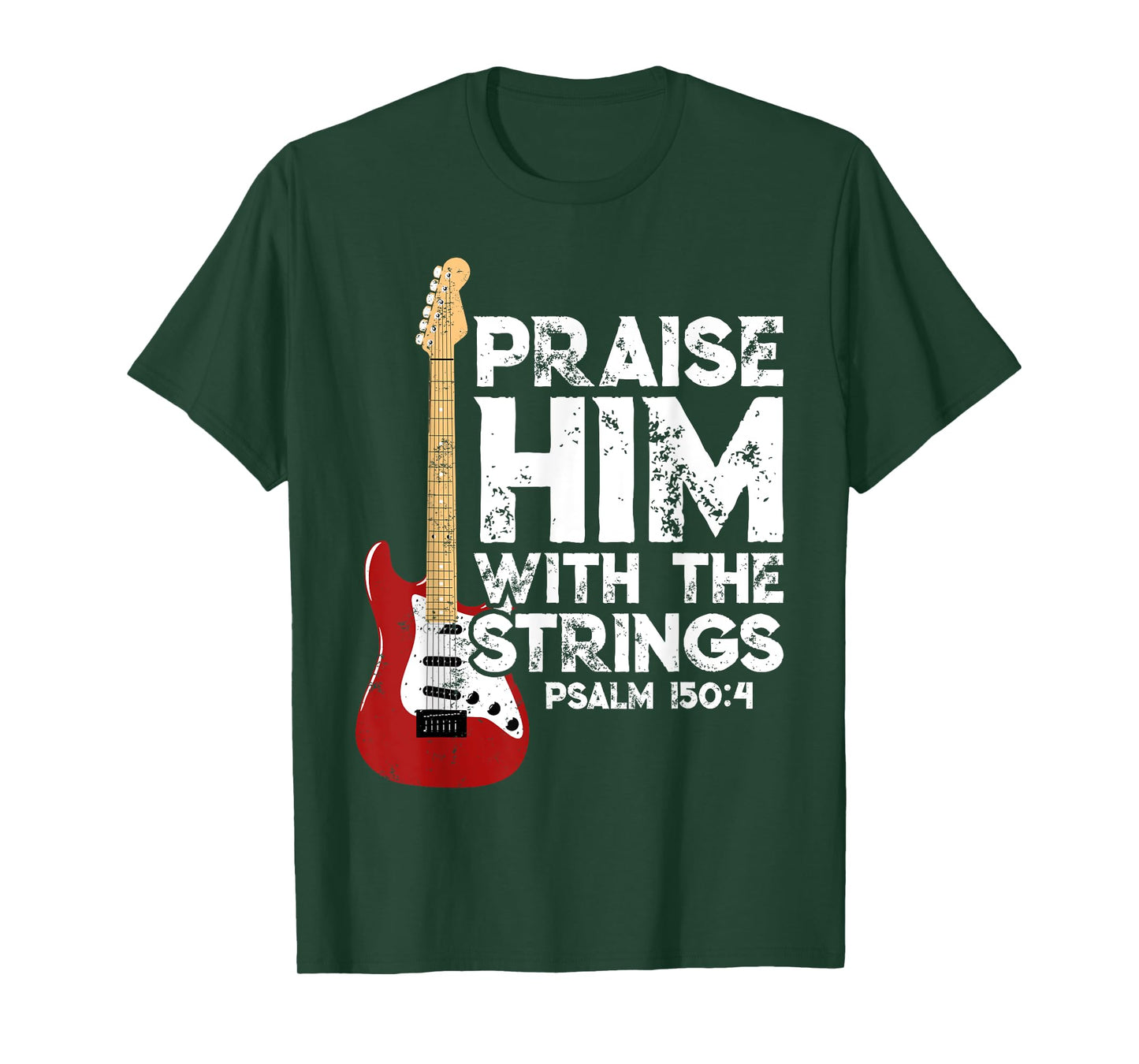 Praise Him With The Strings Bass Guitar Christian Worship T-Shirt