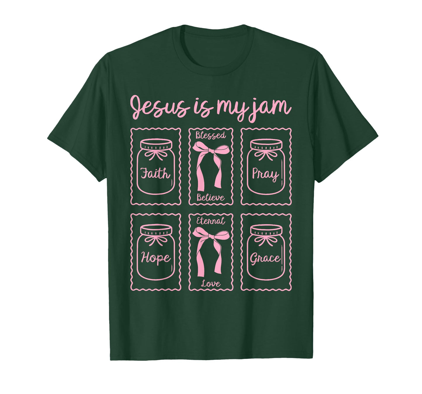 Jesus is My Jam Christian Faith Jesus God Lover Coquette Bow T-Shirt
