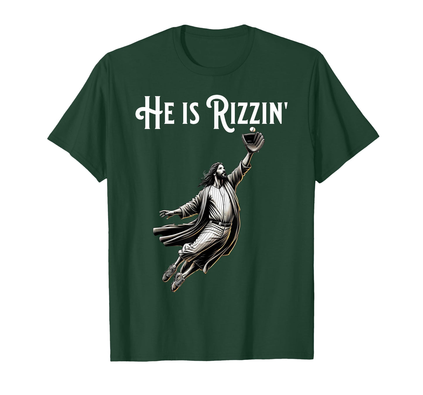 Funny Sports Rizz He is Rizzin Jesus Playing Baseball T-Shirt