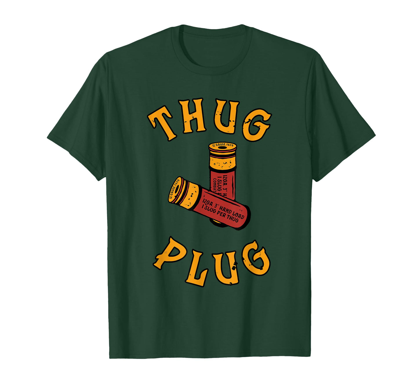 THUG PLUG Black Unisex-Adults Cotton 85% Polyester 15% Casual Humorous Modern U-Neck Short Sleeve T-Shirt