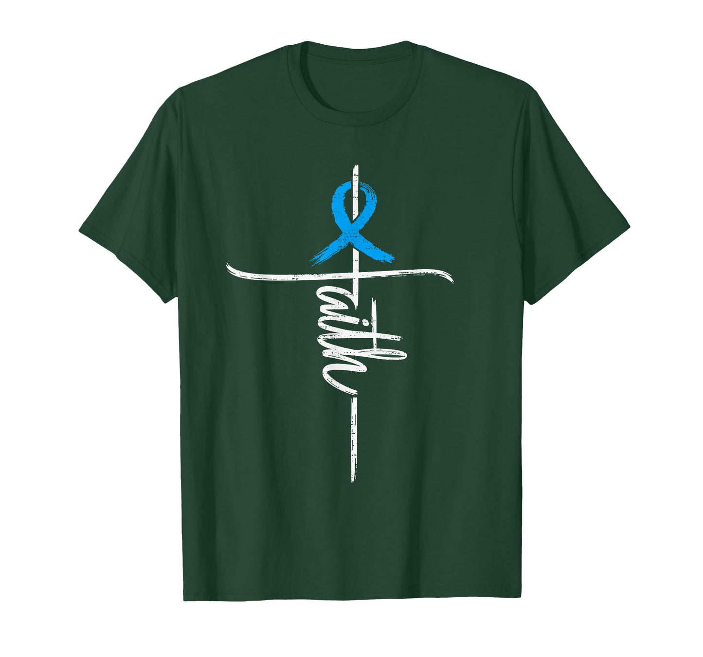 Faith Prostate Cancer Awareness Cross Christian Ribbon Blue T-Shirt