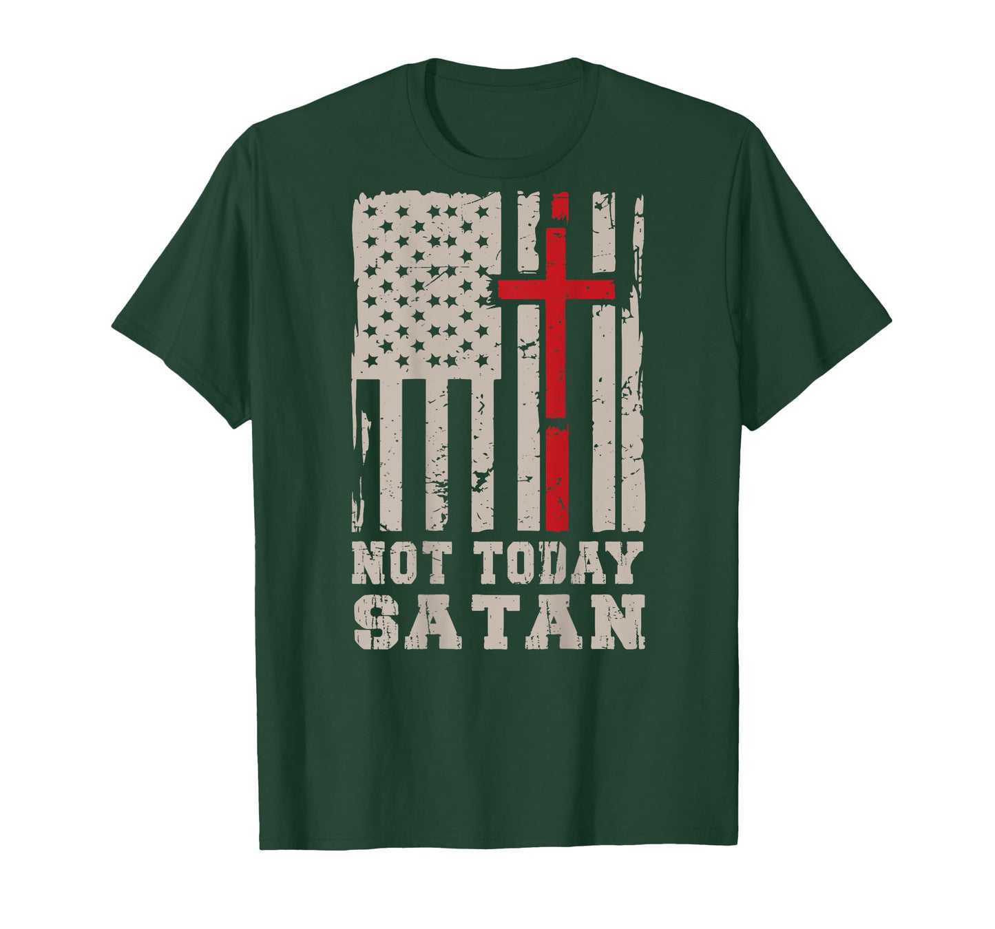 Men's Not Today Satan Christian Faith On Back Graphic Tee T-Shirt