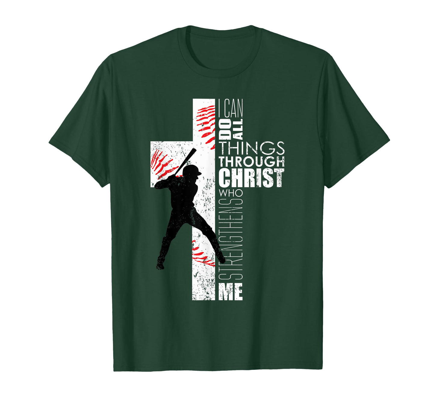 Christian Cross Baseball I Can Do All Things Through Christ T-Shirt