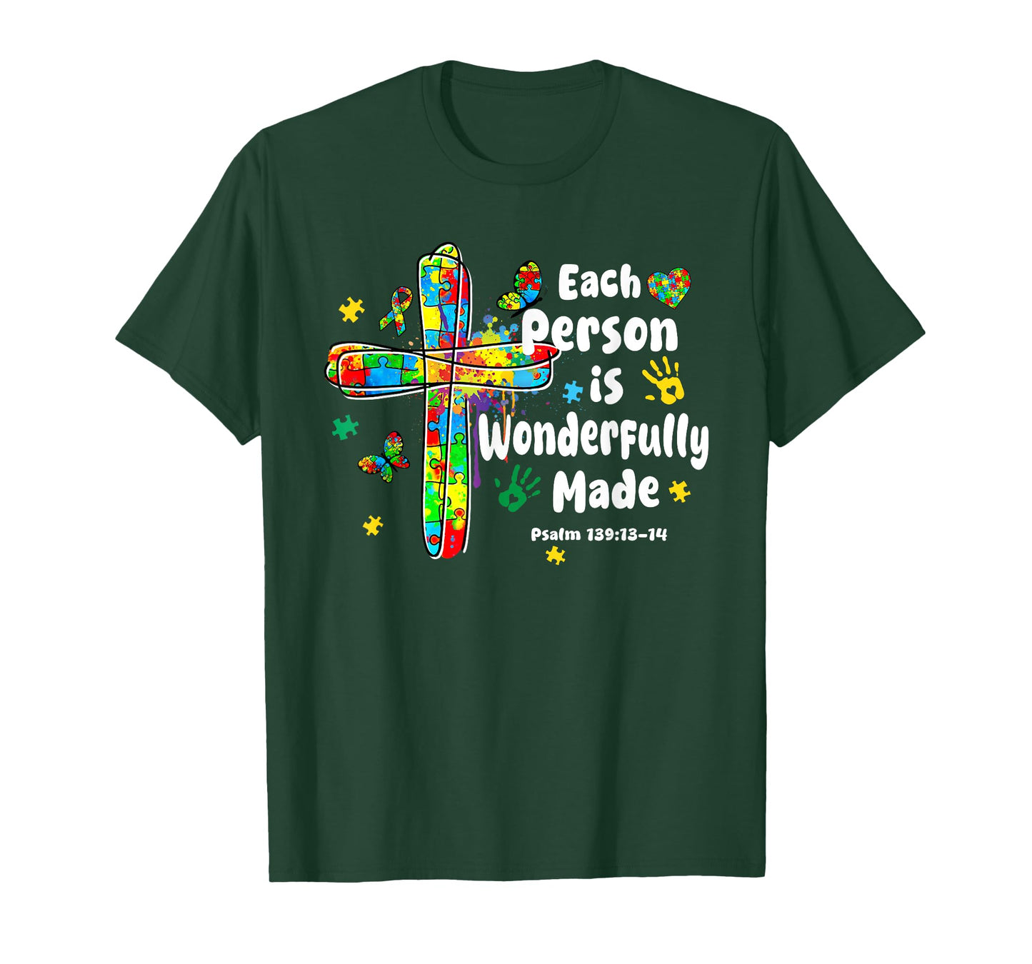 Each Person Is Wonderfully Made Christian Autism Bible Verse T-Shirt