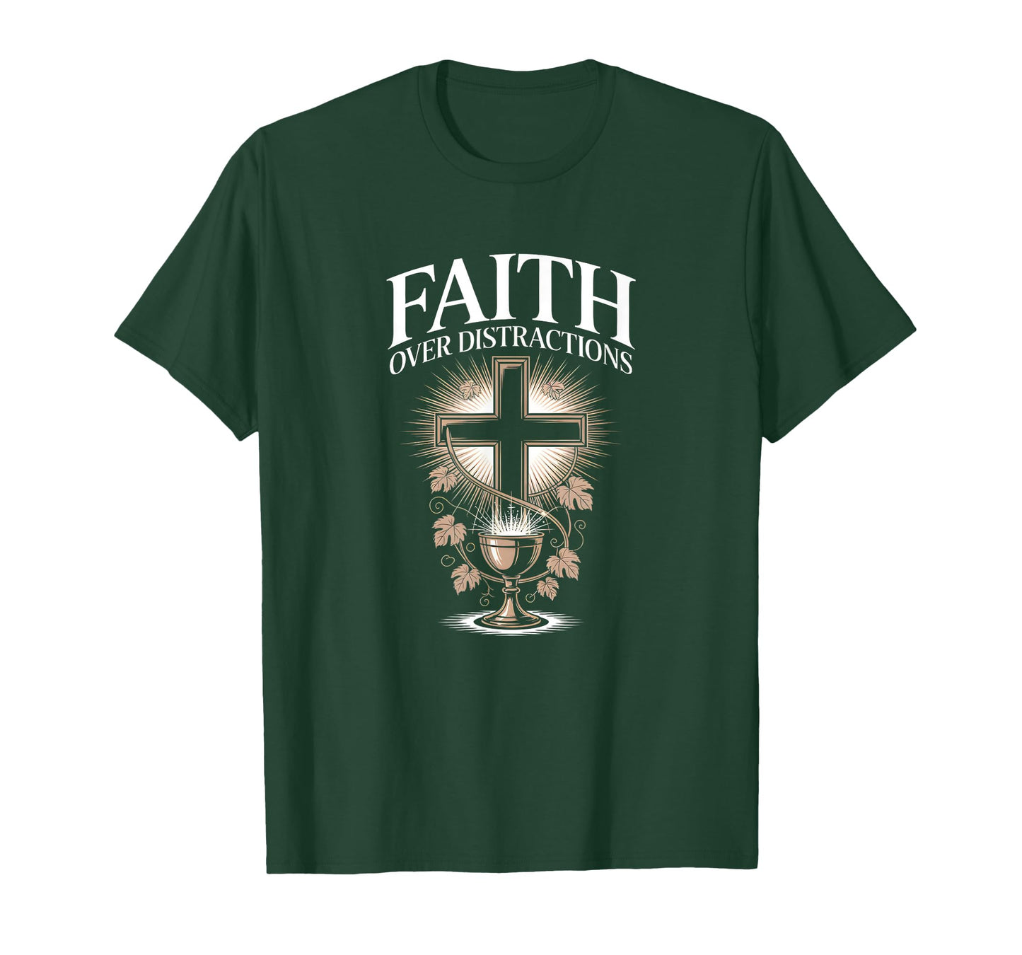 Faith Over Distractions Christian Cross Spiritual Focus T-Shirt