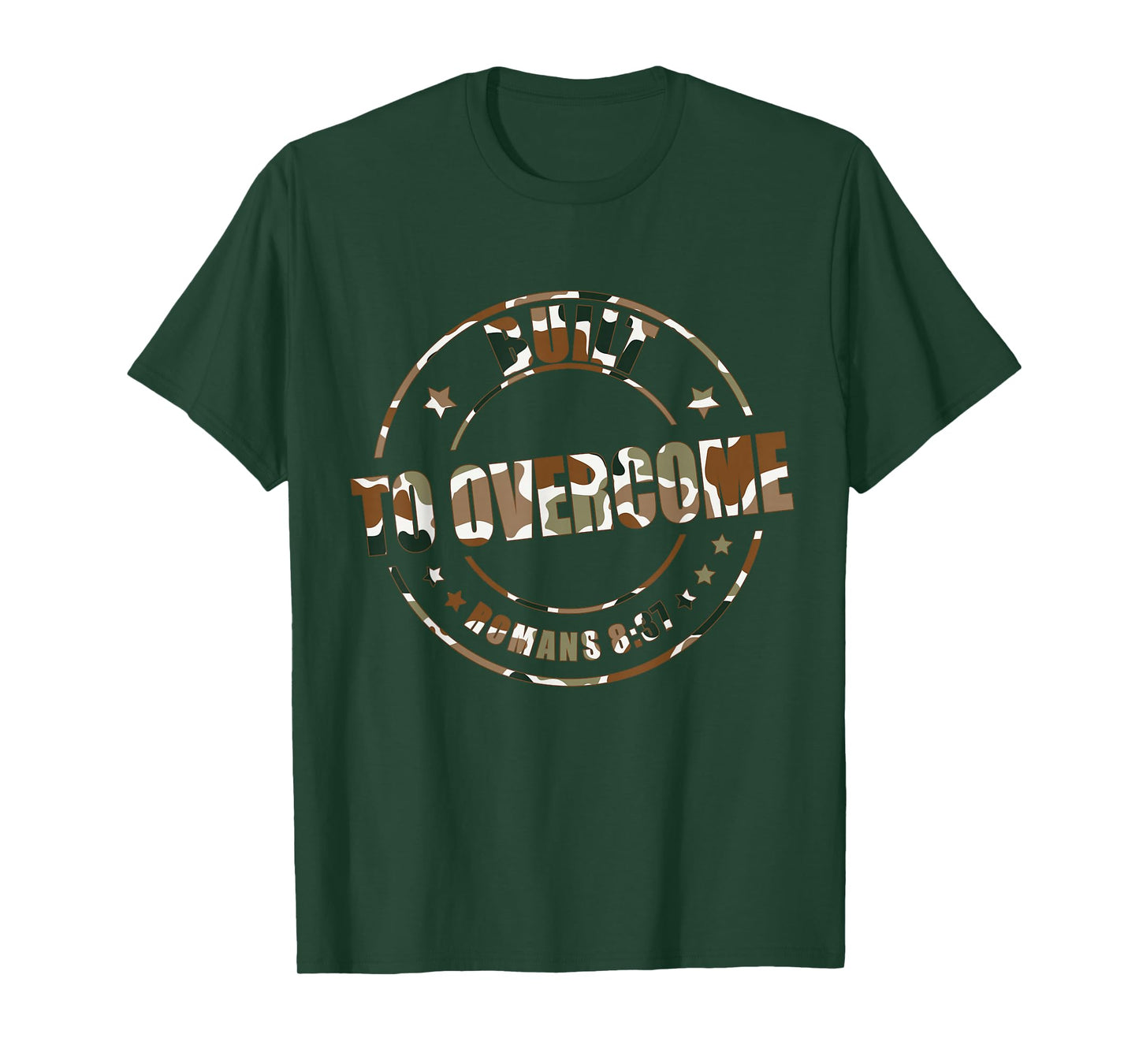 Built to Overcome Camo Scripture Gym Christian Workout Faith T-Shirt