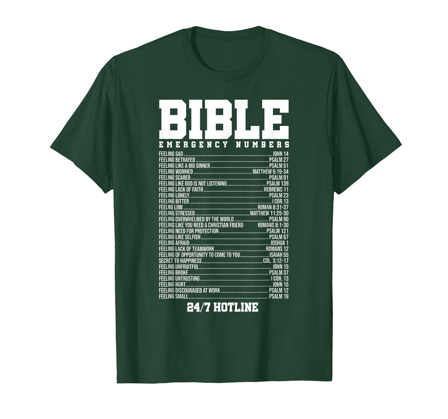 Bible Verses Emergency Number Hotline Christian Religious T-Shirt