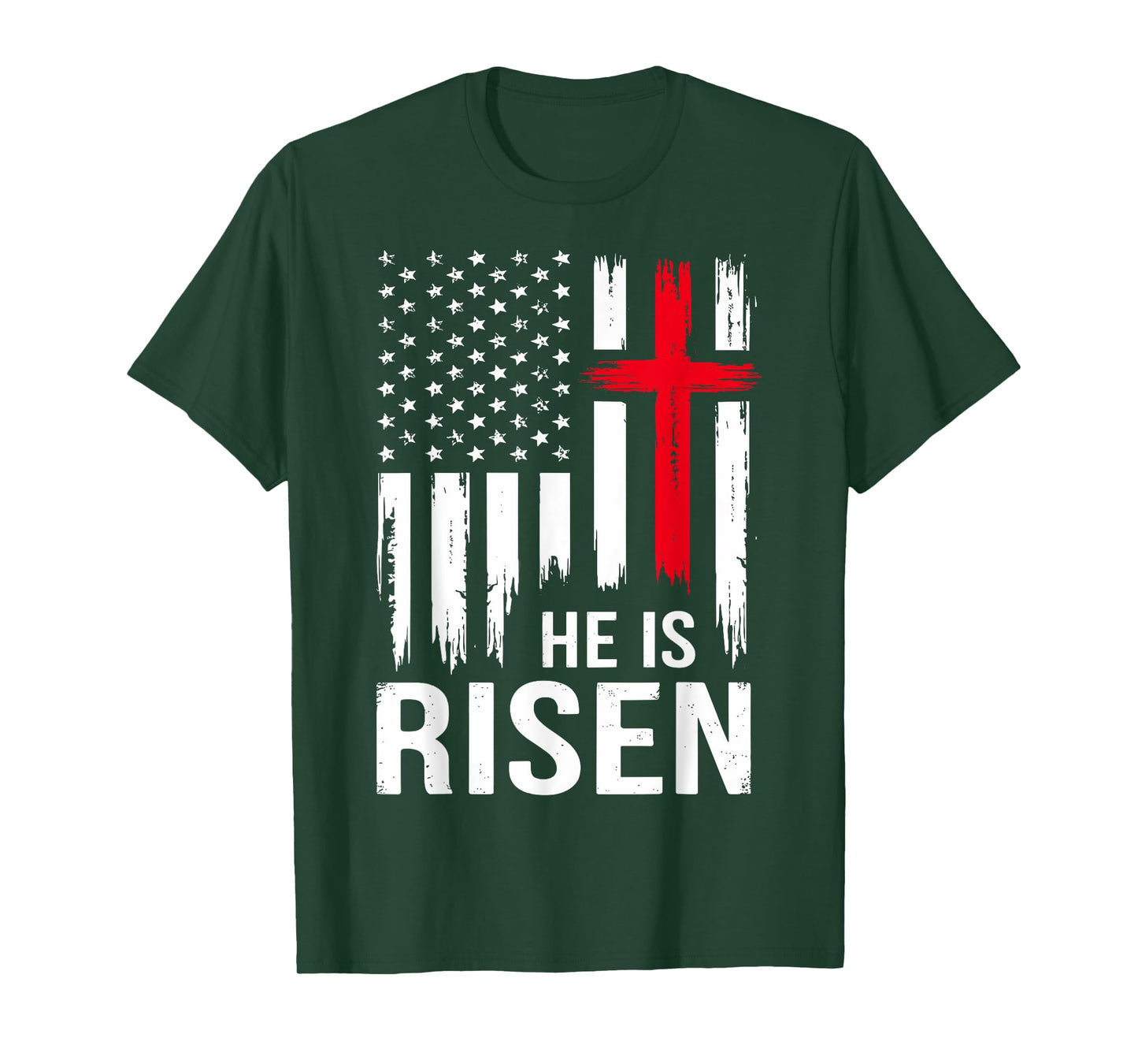 He is risen cross american vintage flag for christian easter T-Shirt