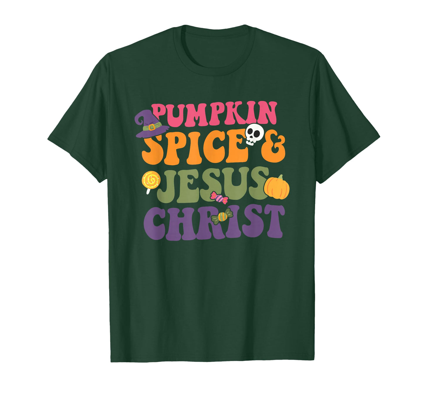 Pumpkin Spice & Je-sus Christ Funny Christian Halloween T-Shirt